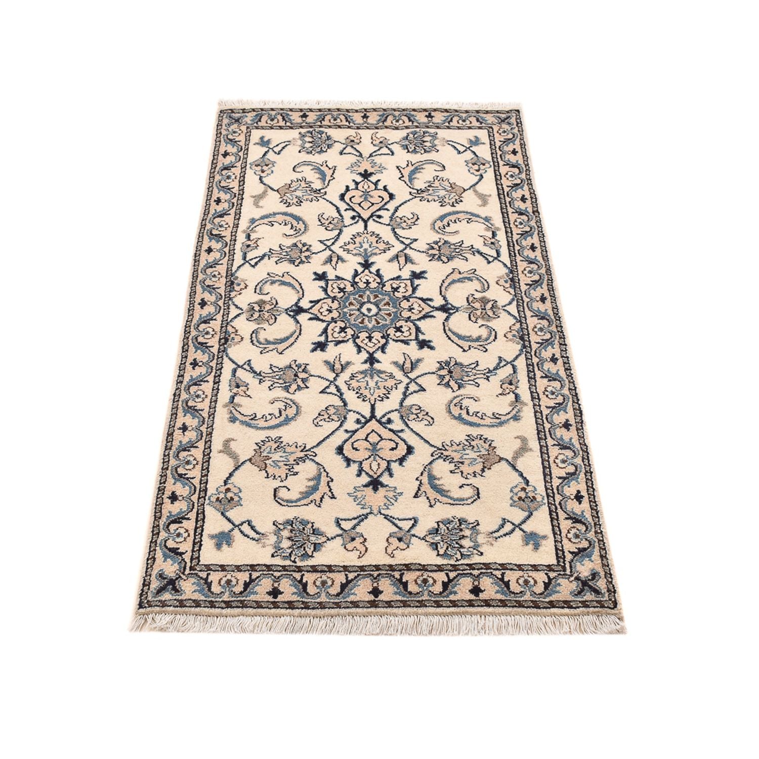 Alfombra persa - Nain - 139 x 68 cm - gris claro
