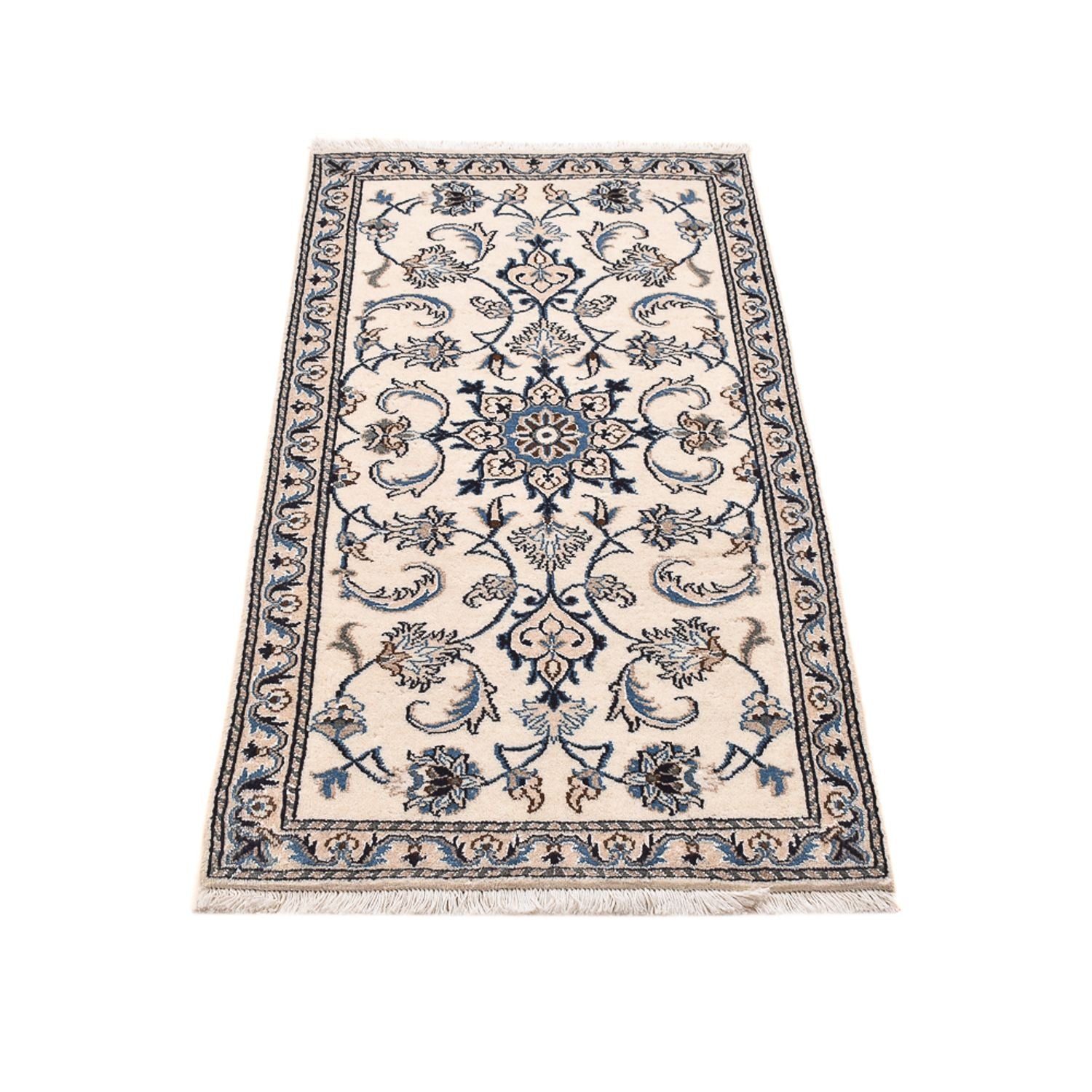 Alfombra persa - Nain - 141 x 69 cm - gris claro