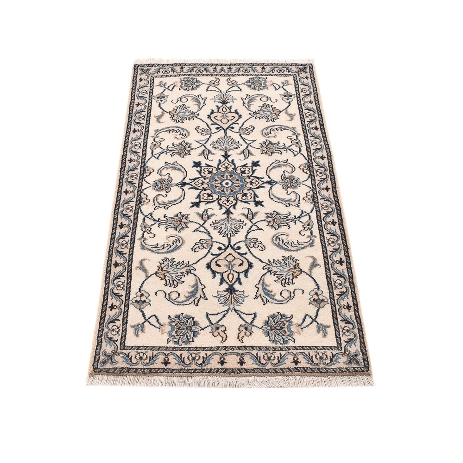 Alfombra persa - Nain - 136 x 67 cm - gris claro