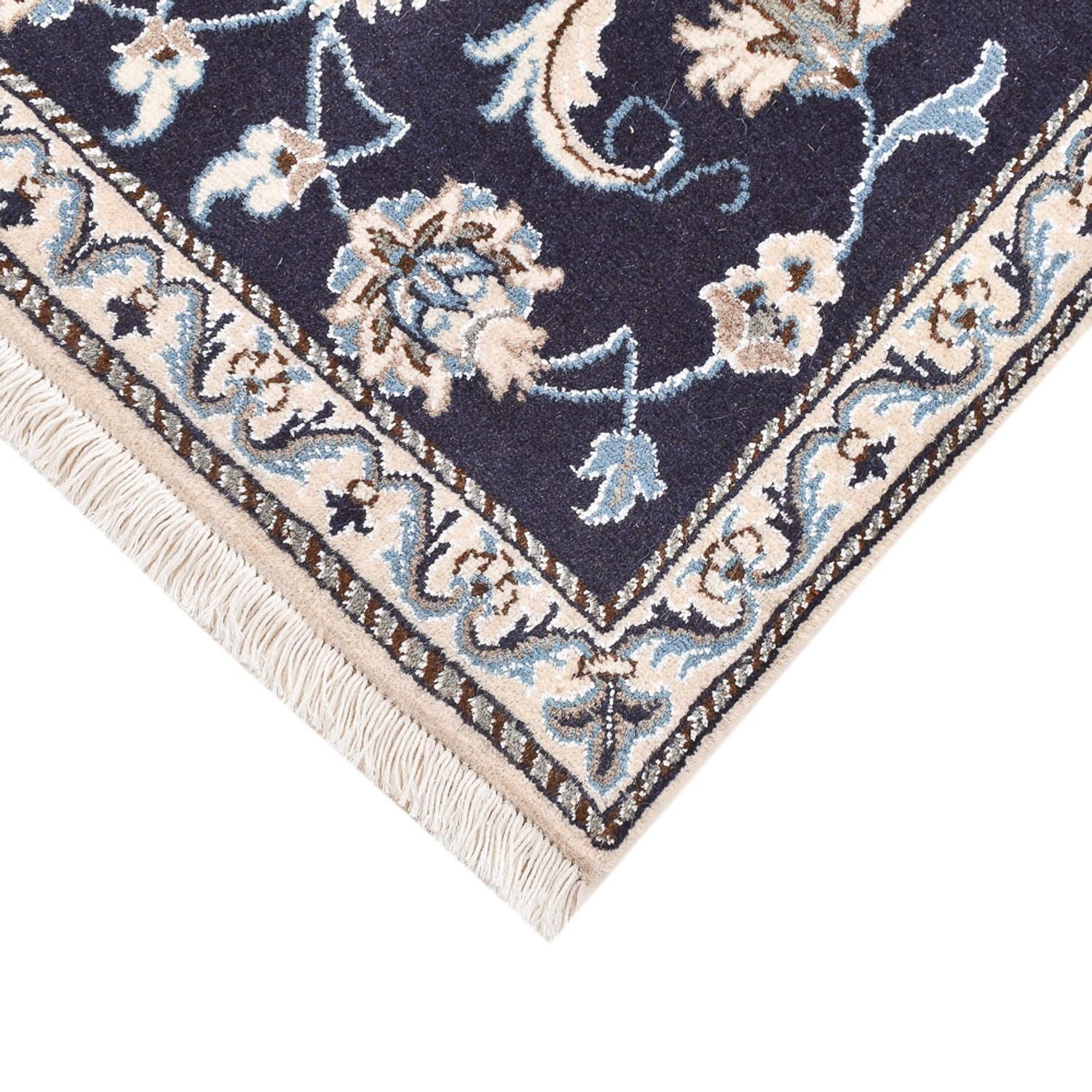 Alfombra persa - Nain - 139 x 68 cm - azul oscuro
