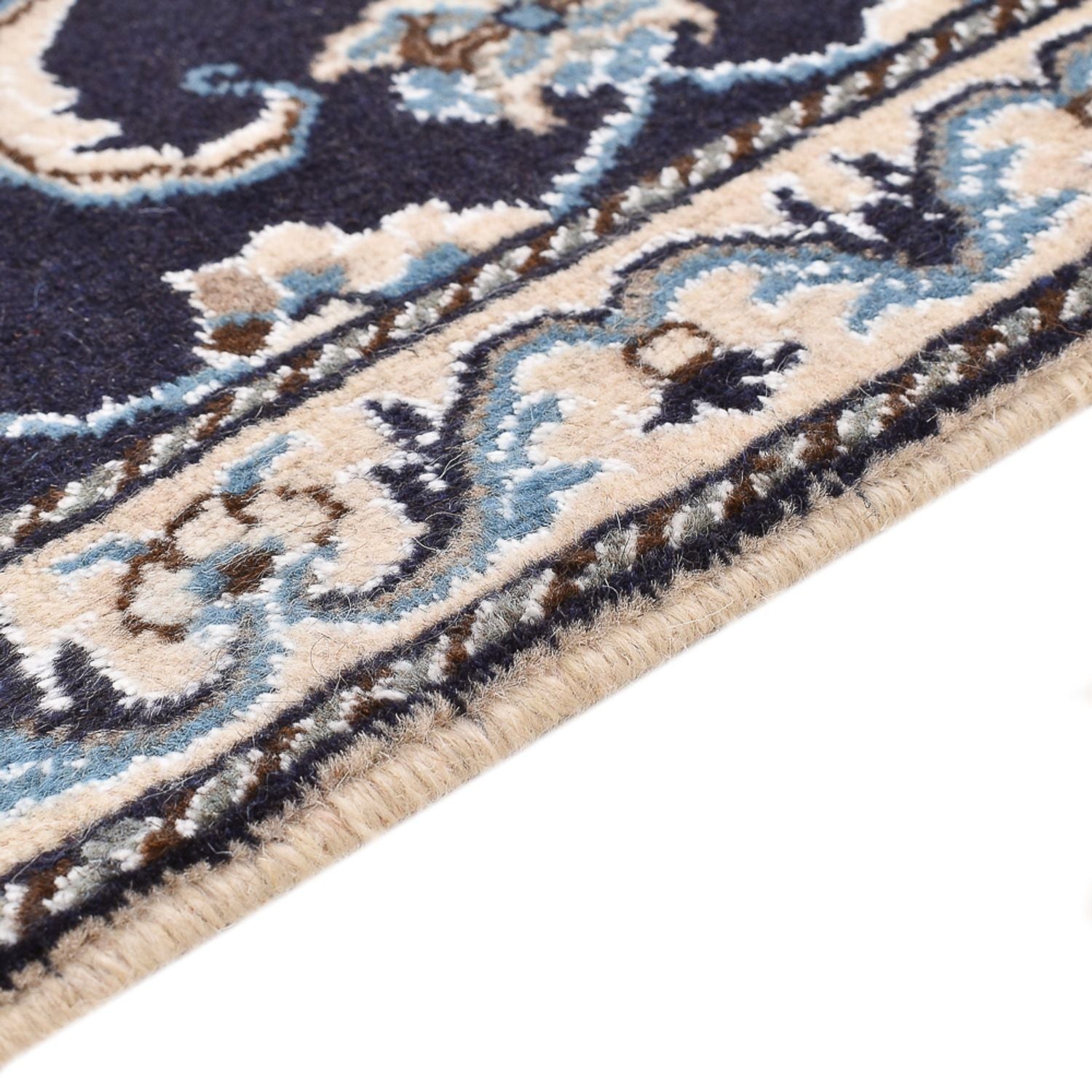 Alfombra persa - Nain - 139 x 68 cm - azul oscuro