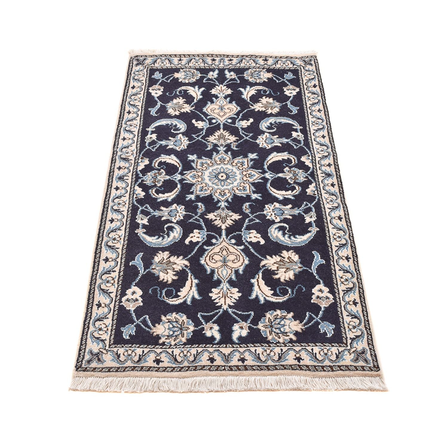 Alfombra persa - Nain - 139 x 68 cm - azul oscuro