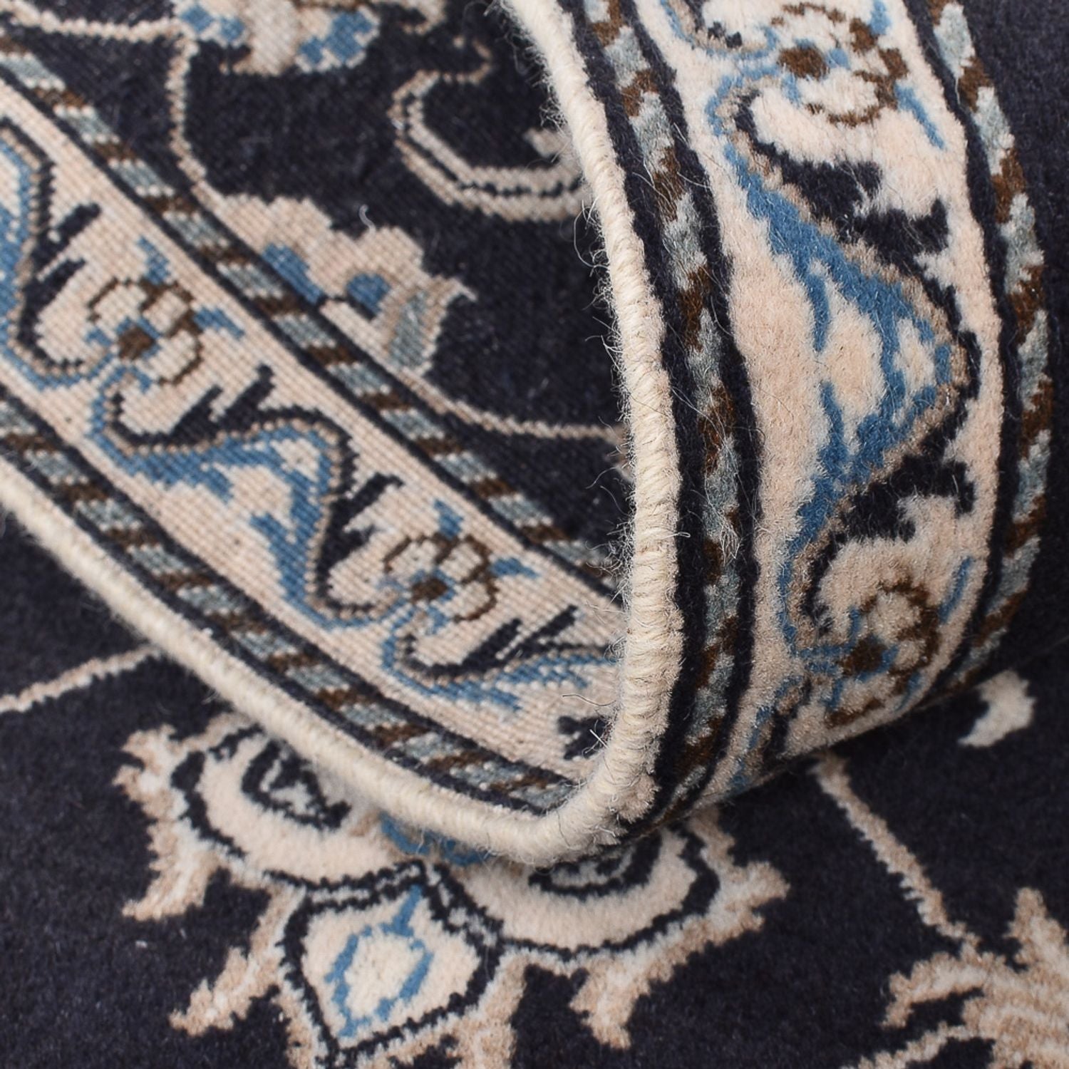 Alfombra persa - Nain - 136 x 70 cm - azul oscuro
