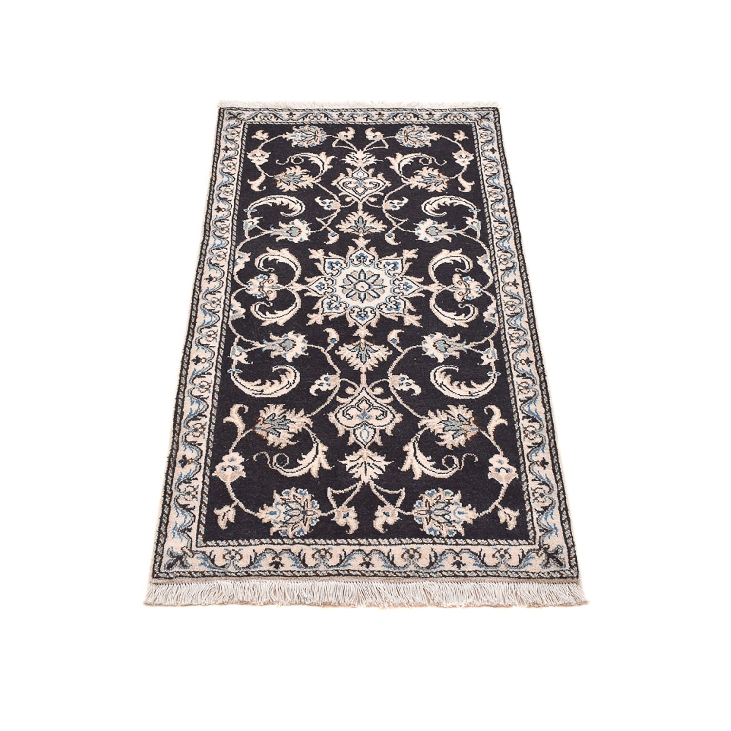 Alfombra persa - Nain - 136 x 70 cm - azul oscuro
