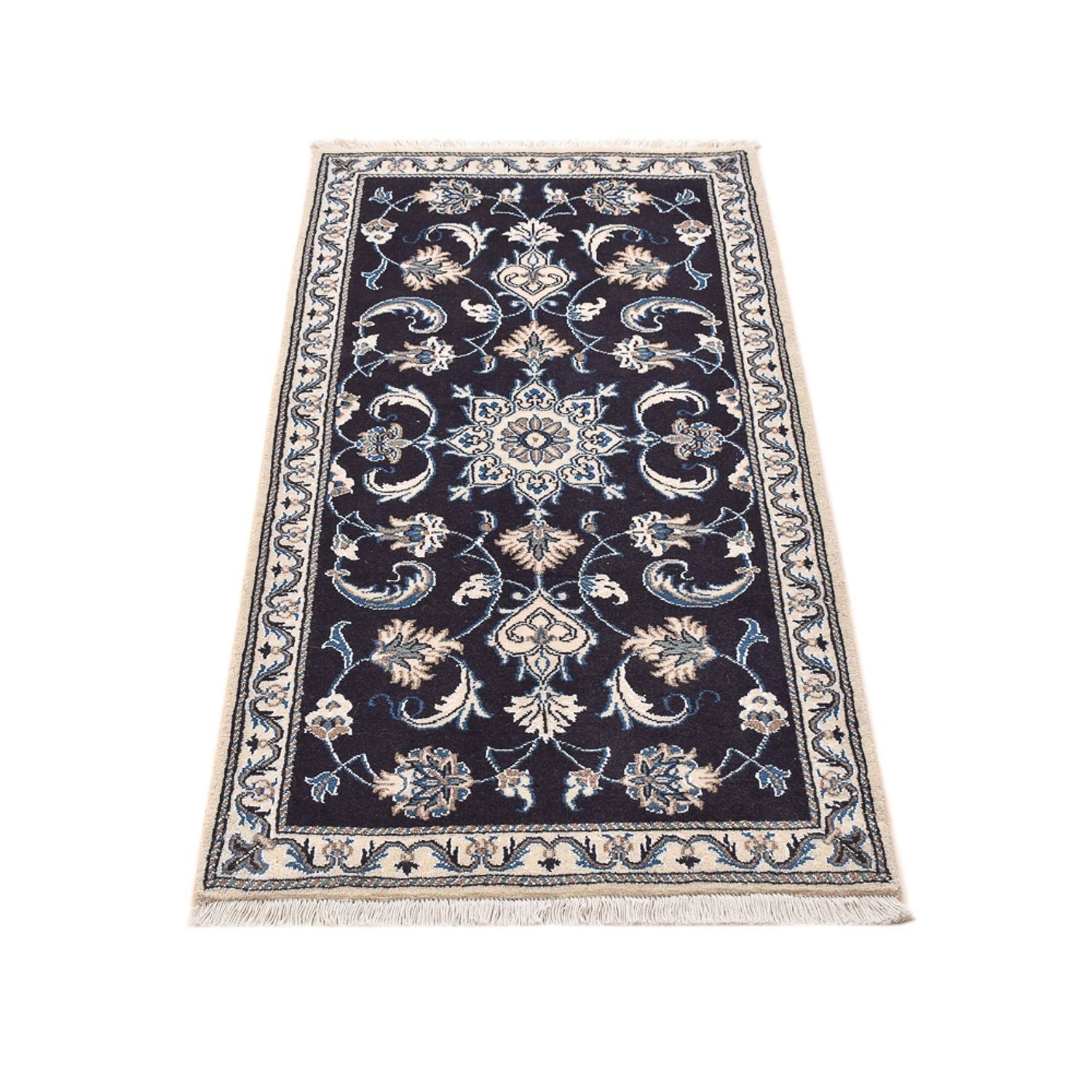 Alfombra persa - Nain - 140 x 70 cm - azul oscuro
