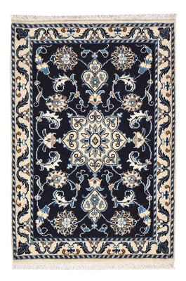 Alfombra persa - Nain - 90 x 60 cm - azul oscuro