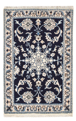 Alfombra persa - Nain - 90 x 60 cm - azul oscuro