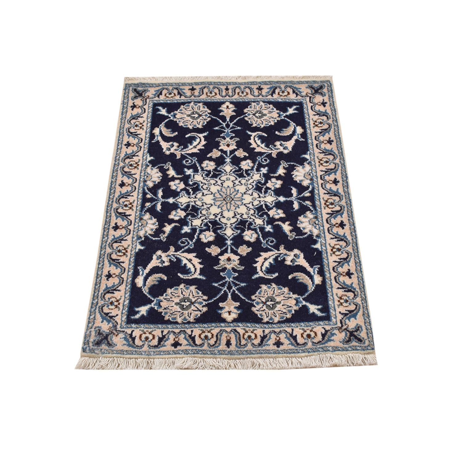 Alfombra persa - Nain - 90 x 60 cm - azul oscuro