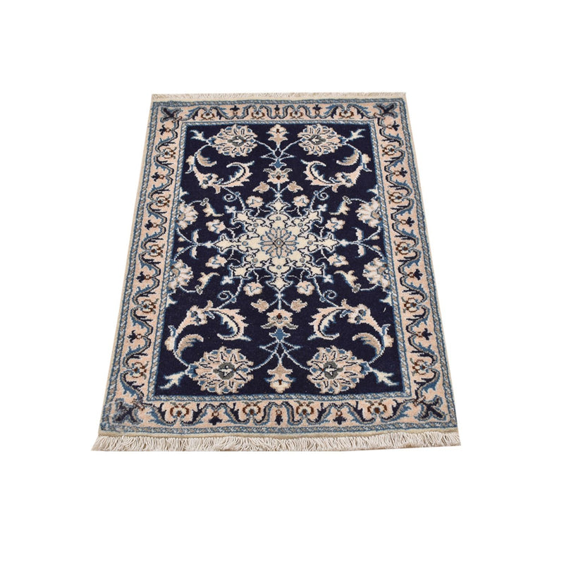 Alfombra persa - Nain - 90 x 60 cm - azul oscuro