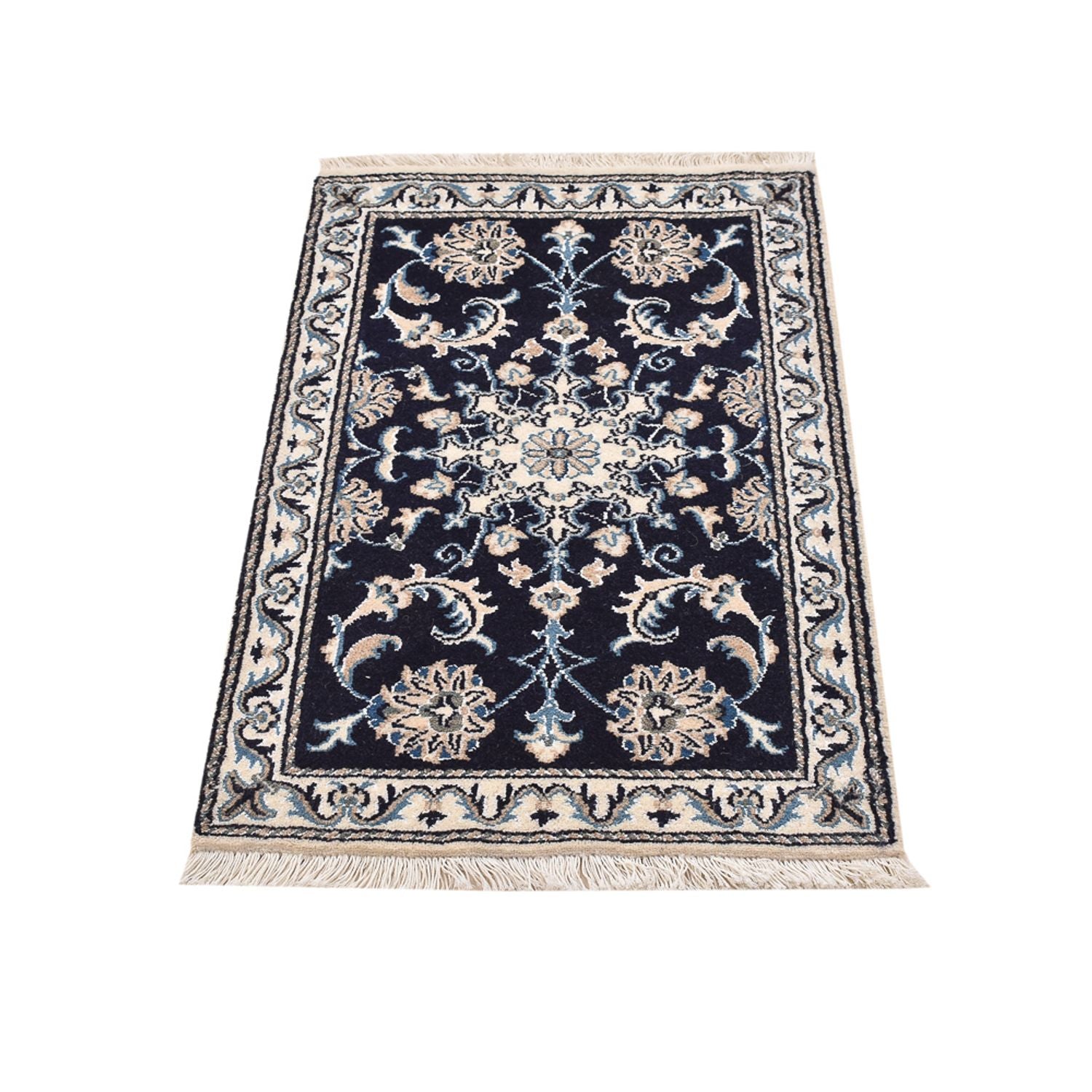 Alfombra persa - Nain - 90 x 55 cm - azul oscuro