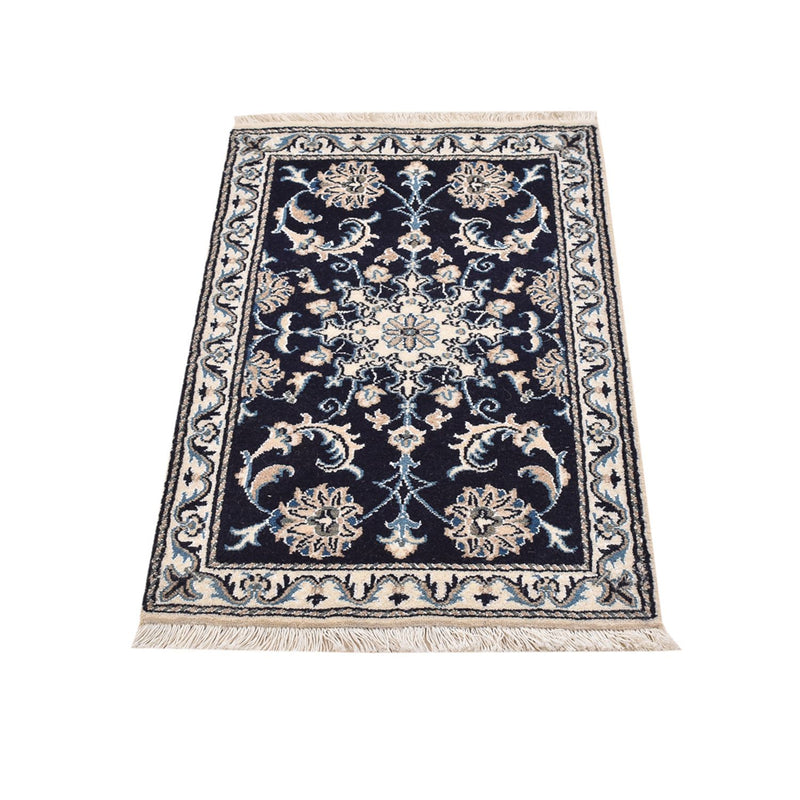 Alfombra persa - Nain - 90 x 55 cm - azul oscuro