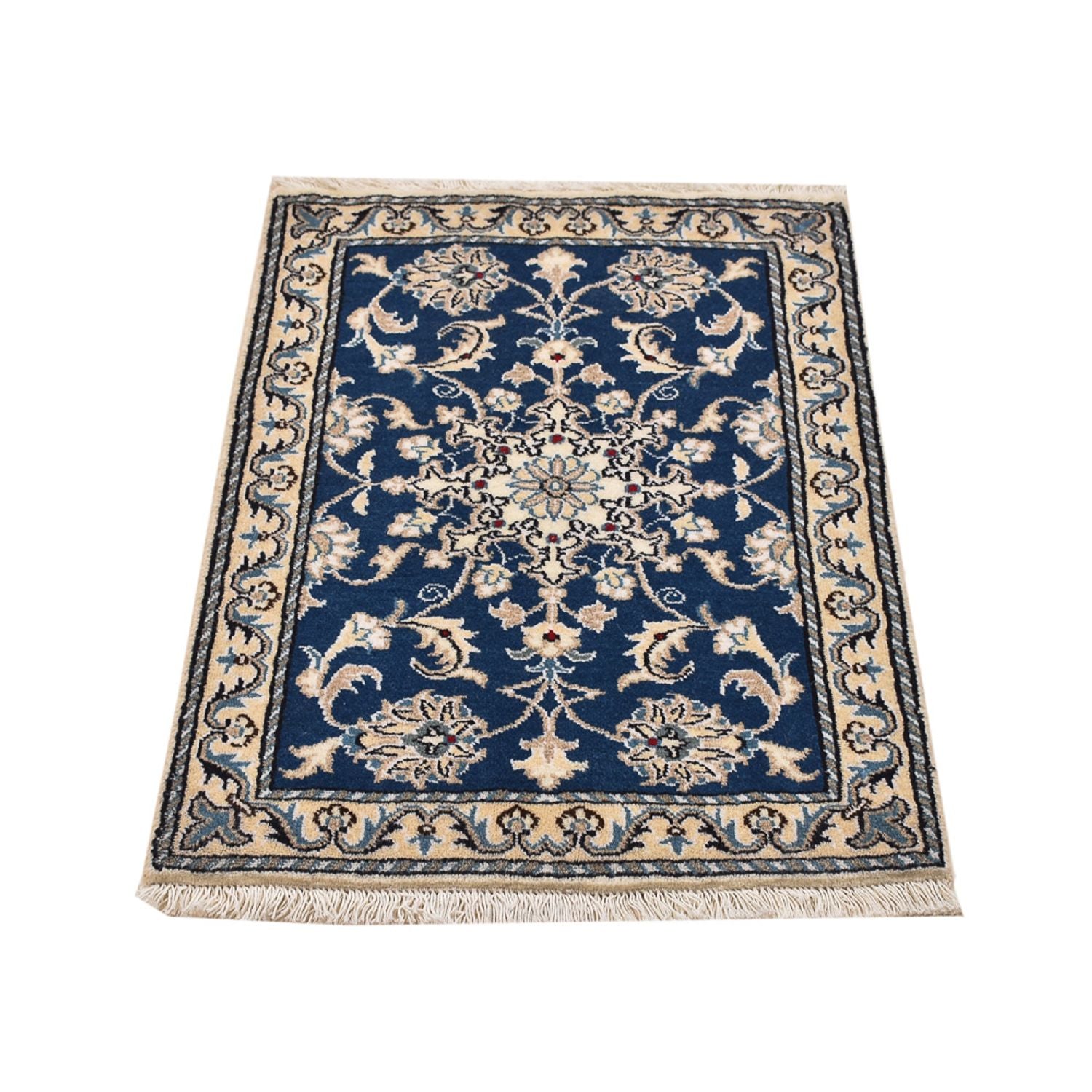 Alfombra persa - Nain - 88 x 60 cm - azul