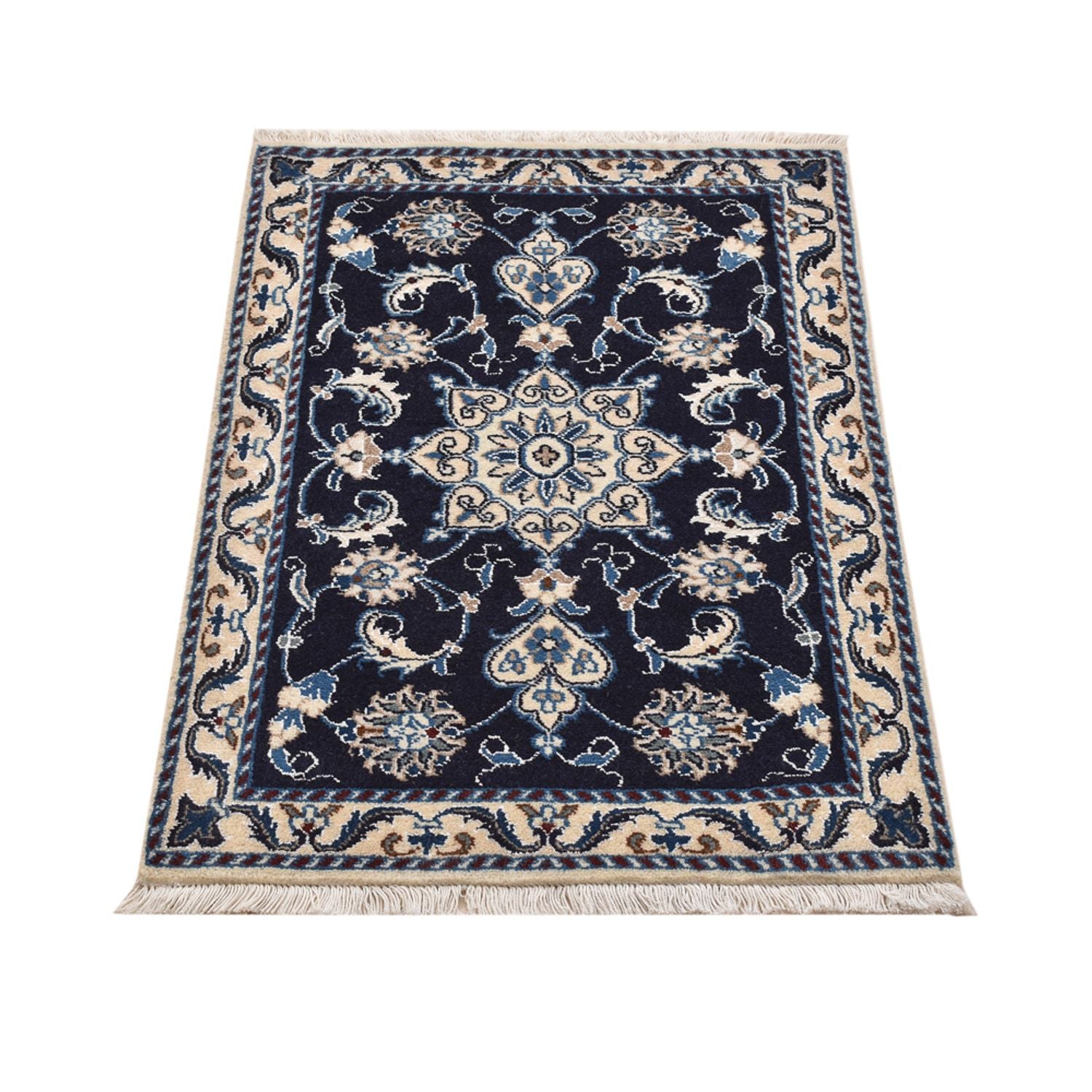 Alfombra persa - Nain - 90 x 62 cm - azul oscuro