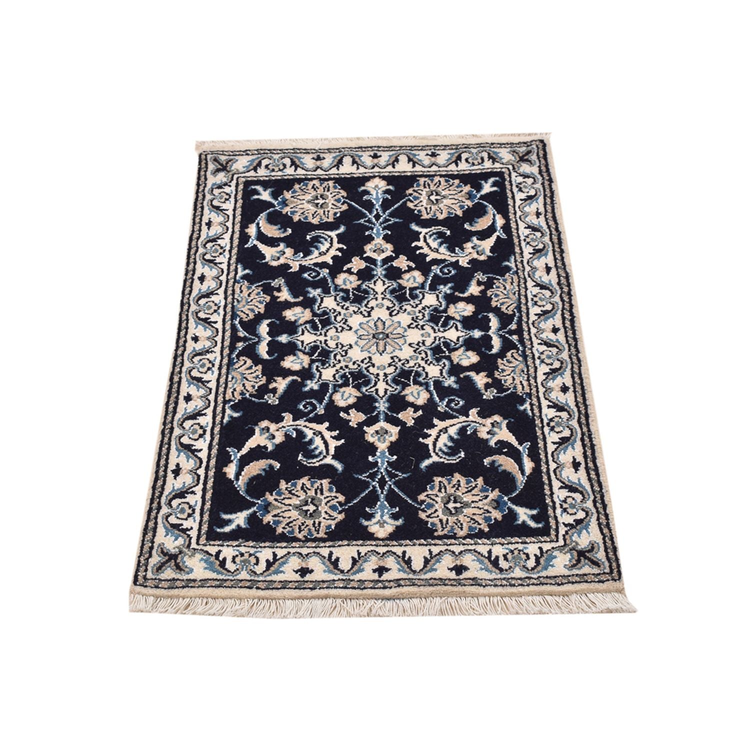 Alfombra persa - Nain - 90 x 57 cm - azul oscuro