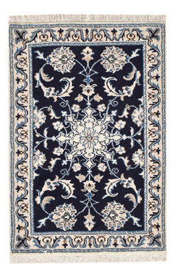 Alfombra persa - Nain - 89 x 57 cm - azul oscuro