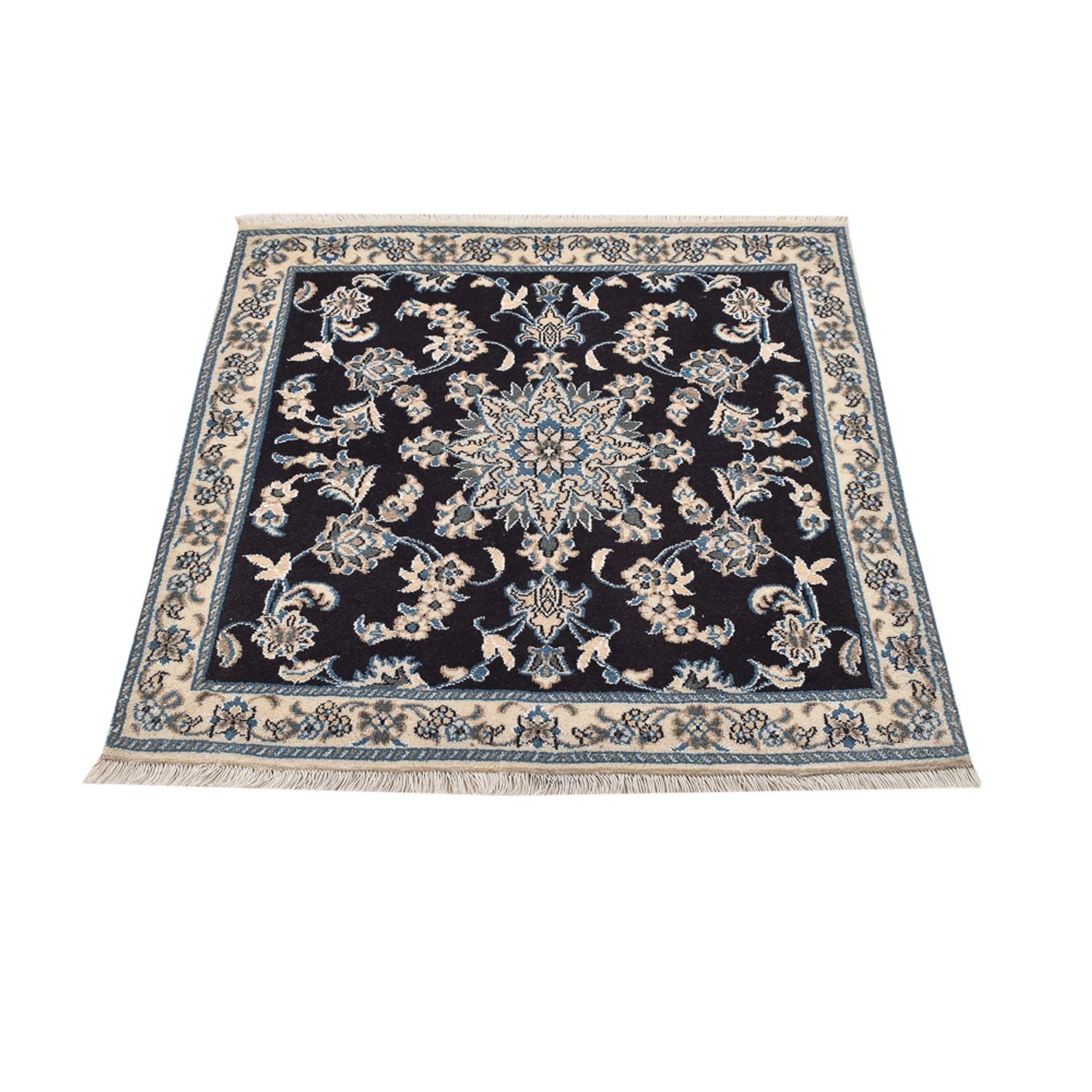 Alfombra de pasillo Alfombra persa - Nain - 100 x 93 cm - azul oscuro