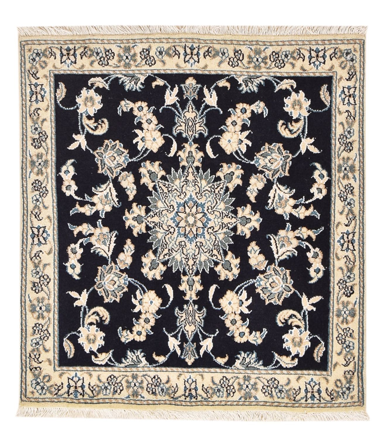 Alfombra persa - Nain cuadrado  - 103 x 96 cm - azul oscuro
