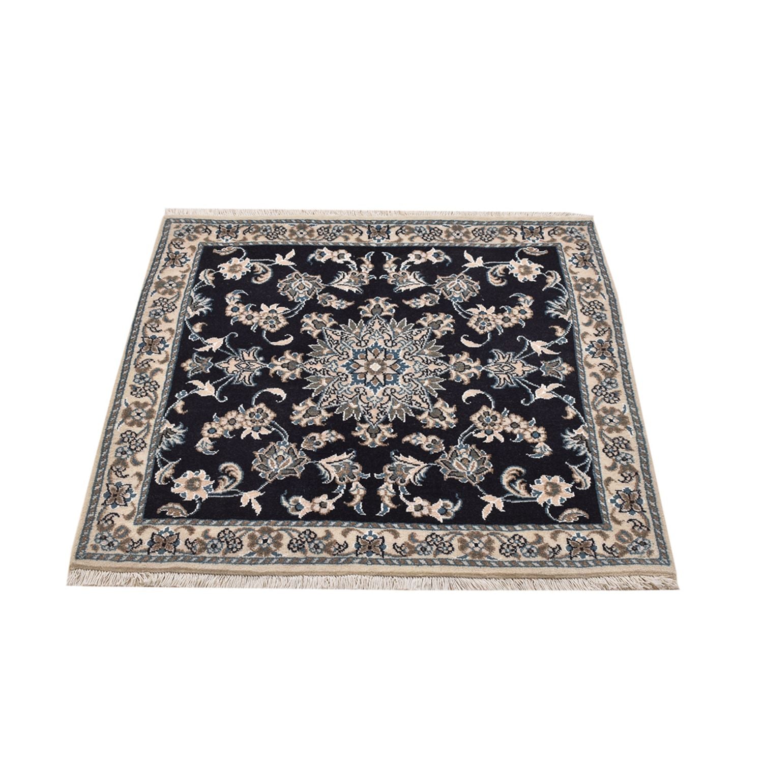 Alfombra persa - Nain cuadrado  - 100 x 100 cm - azul oscuro
