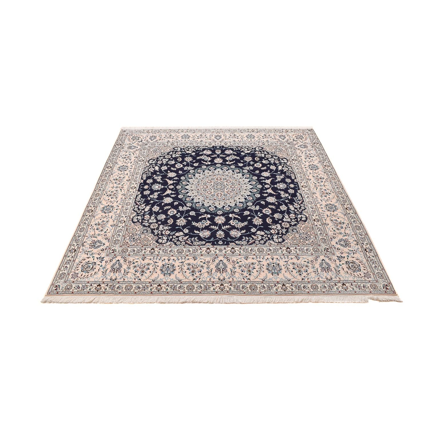 Alfombra Persa - Nain - Prima cuadrado  - 206 x 206 cm - azul oscuro