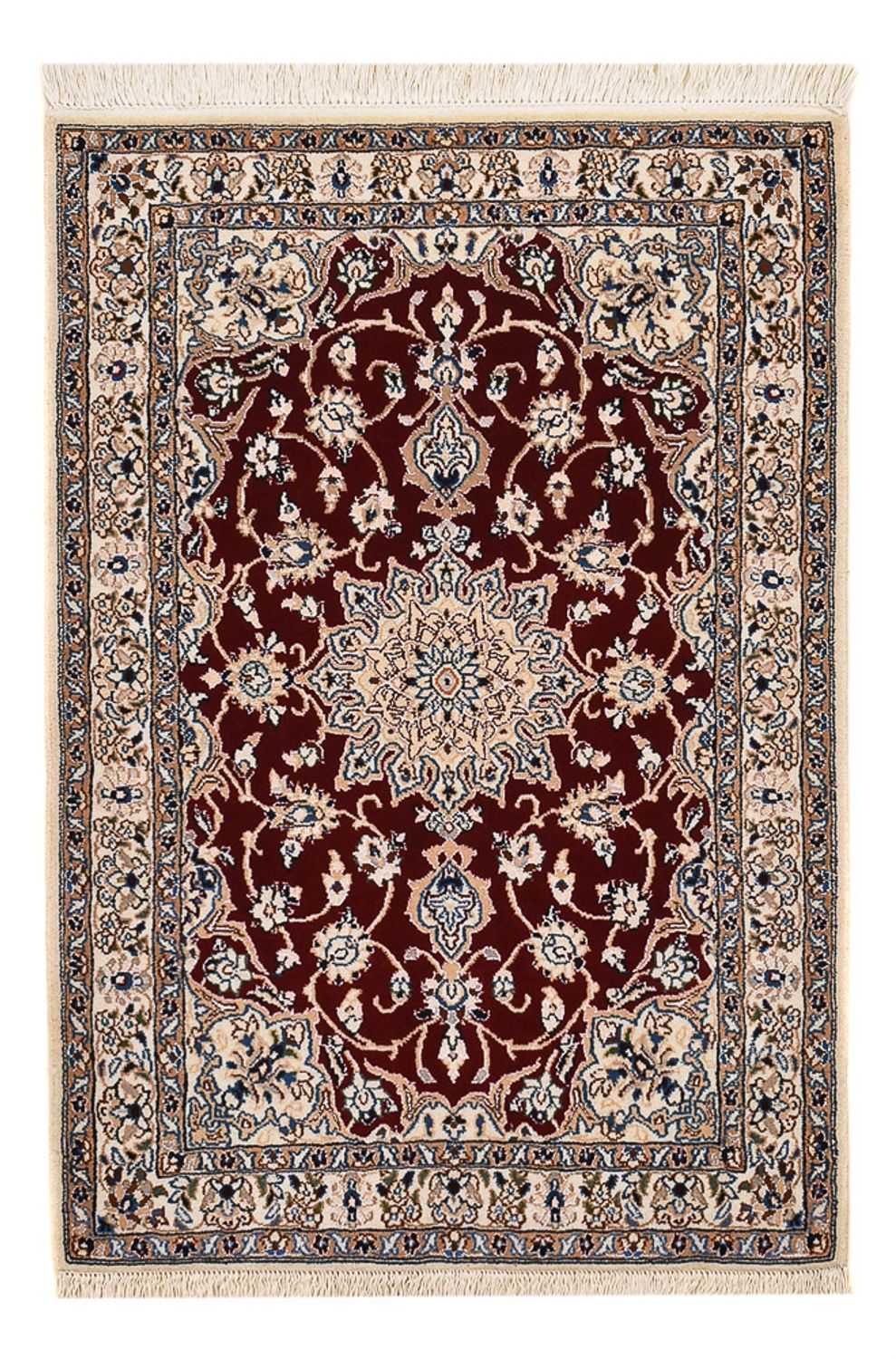 Alfombra Persa - Nain - Real - 94 x 63 cm - rojo oscuro