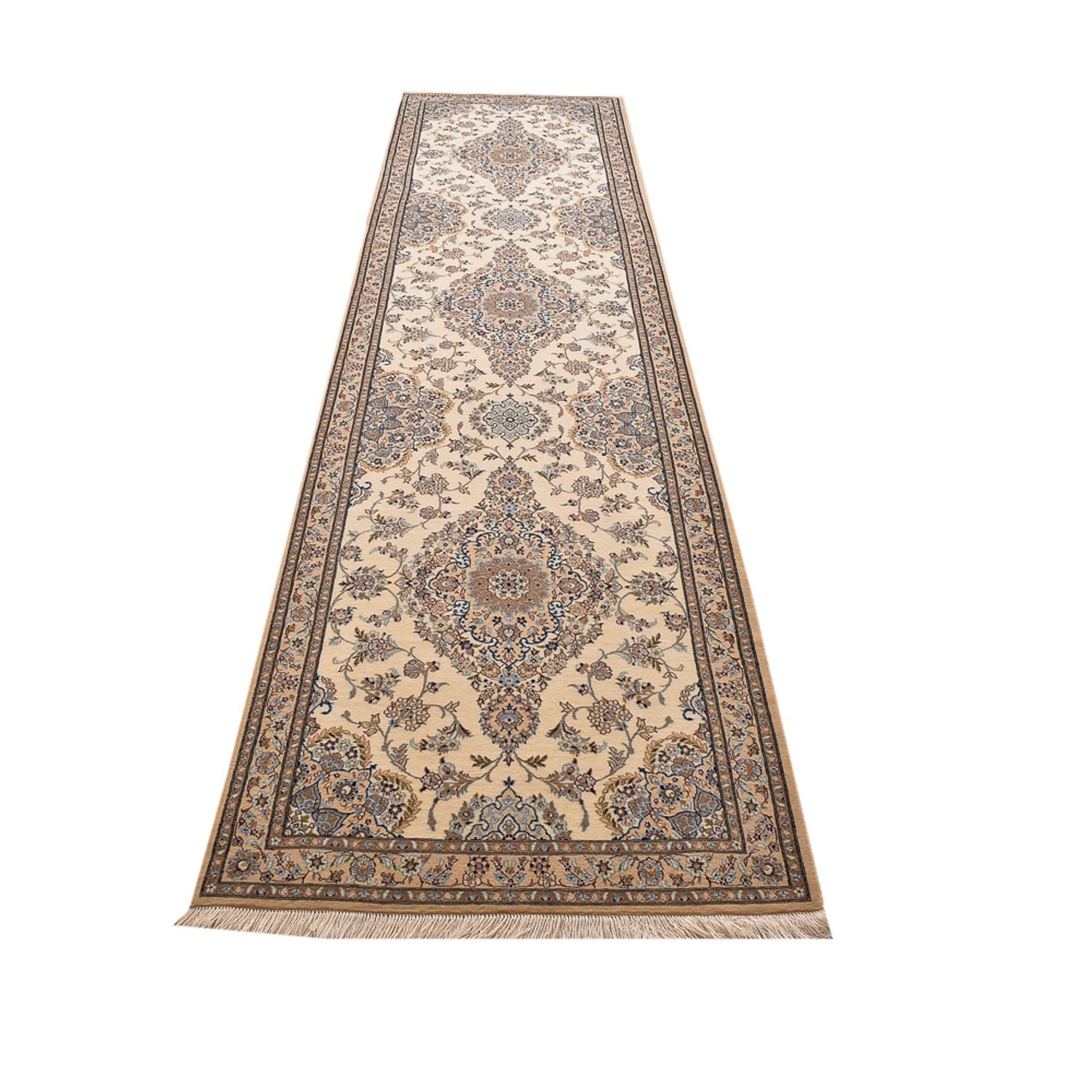 Alfombra de pasillo Alfombra Persa - Nain - Prima - 400 x 100 cm - beige