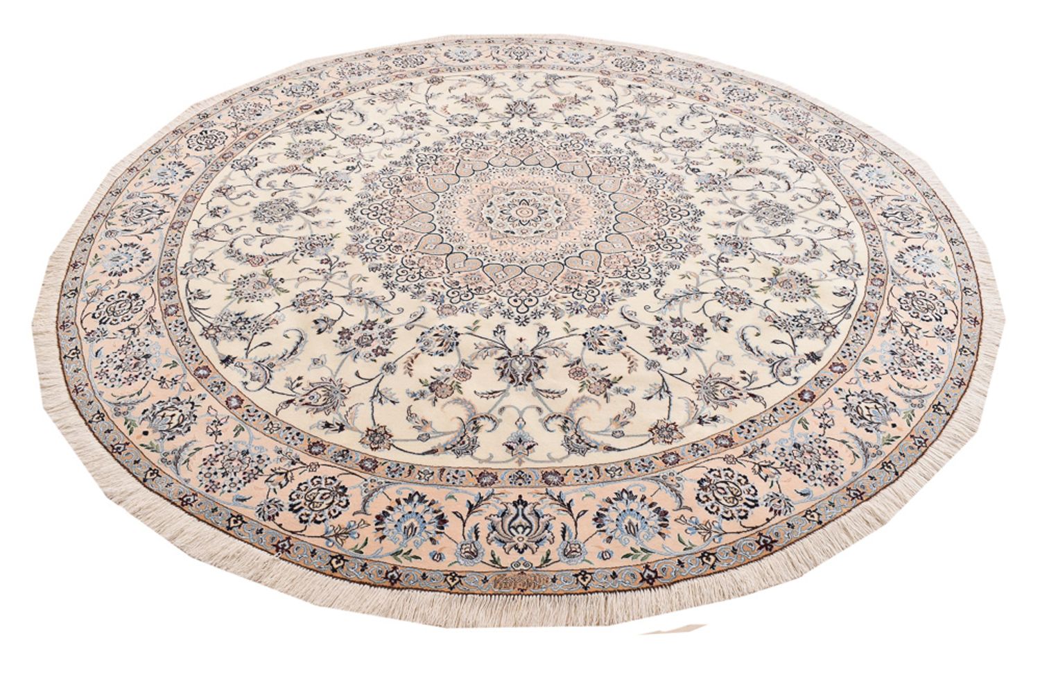 Alfombra Persa - Nain - Prima redondo  - 252 x 252 cm - crema