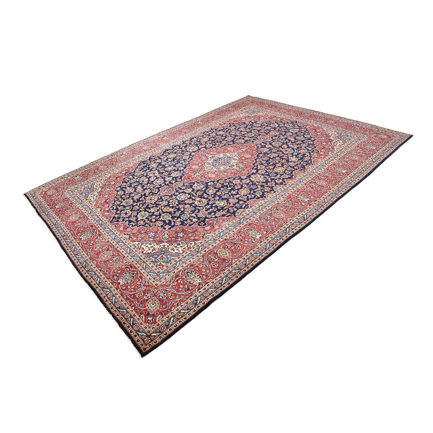 Alfombra persa - Keshan - 407 x 300 cm - azul oscuro