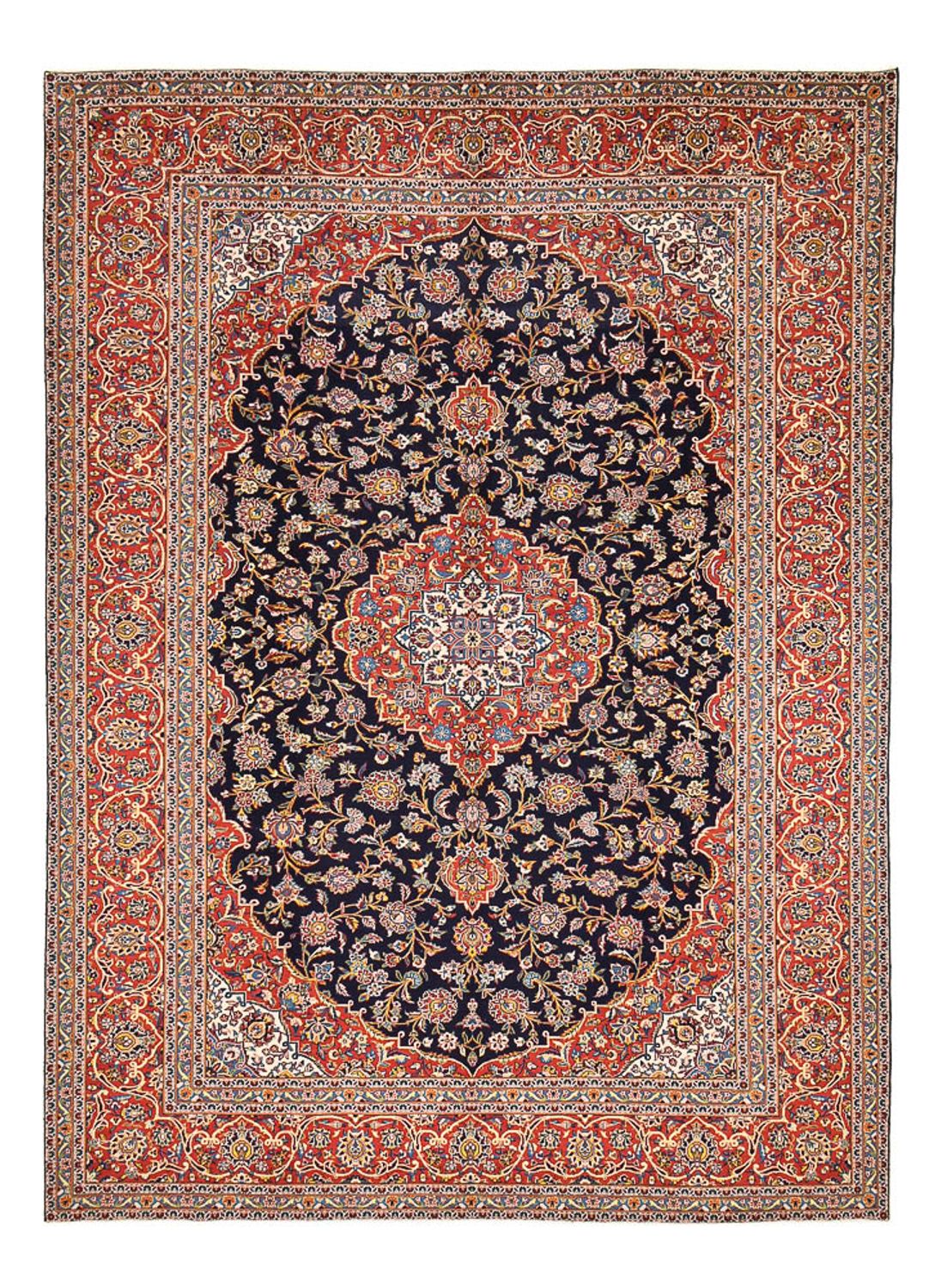 Alfombra persa - Keshan - 398 x 295 cm - azul oscuro