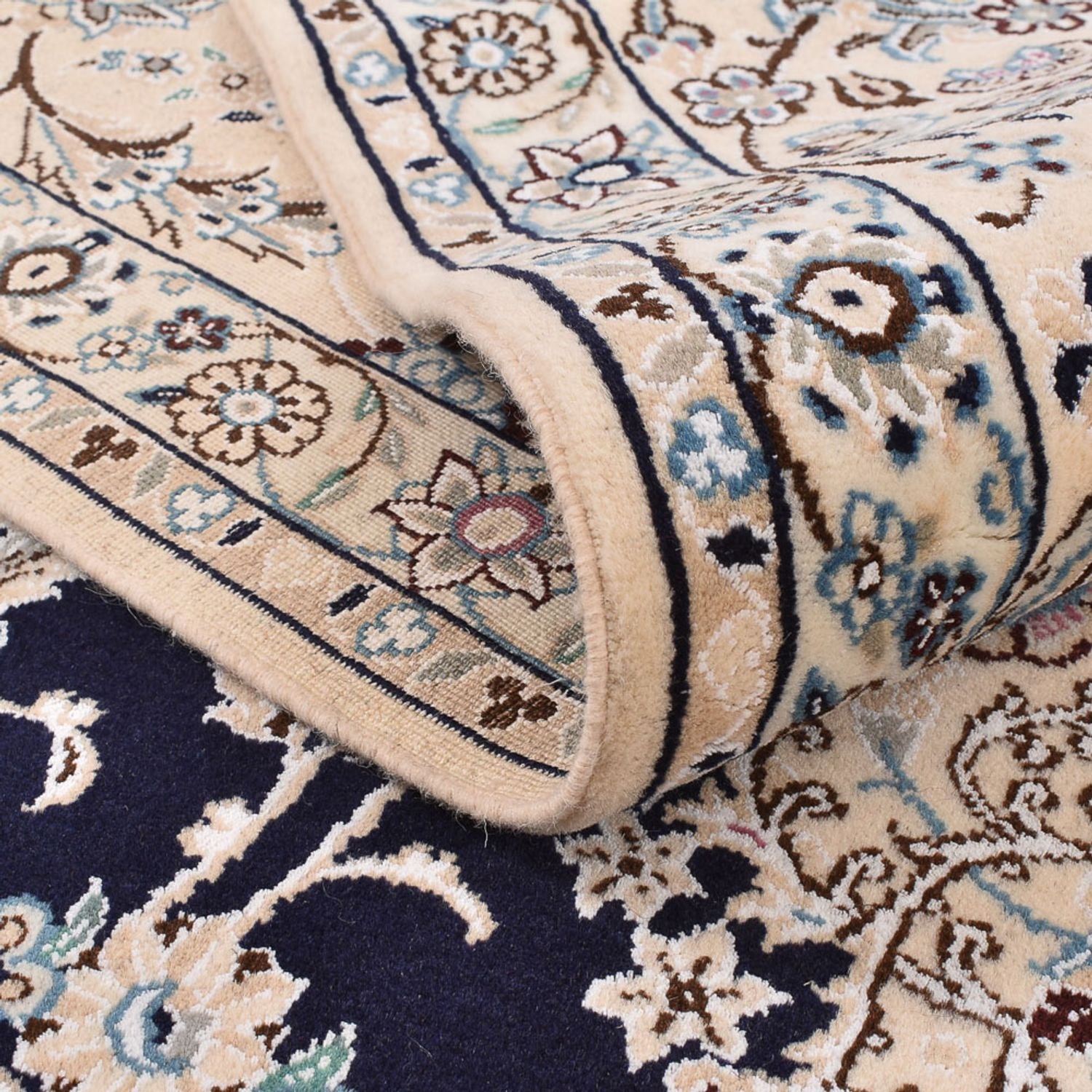Alfombra Persa - Nain - Real - 303 x 250 cm - azul oscuro