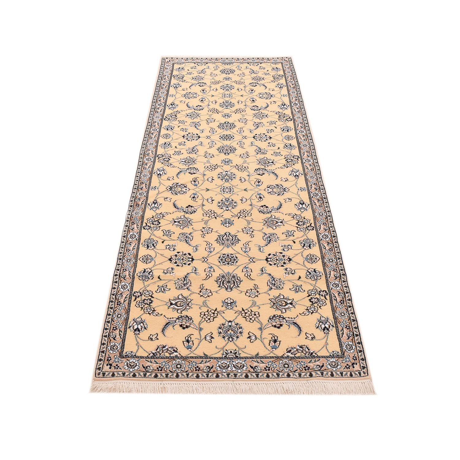 Alfombra de pasillo Alfombra Persa - Nain - Real - 269 x 88 cm - beige claro