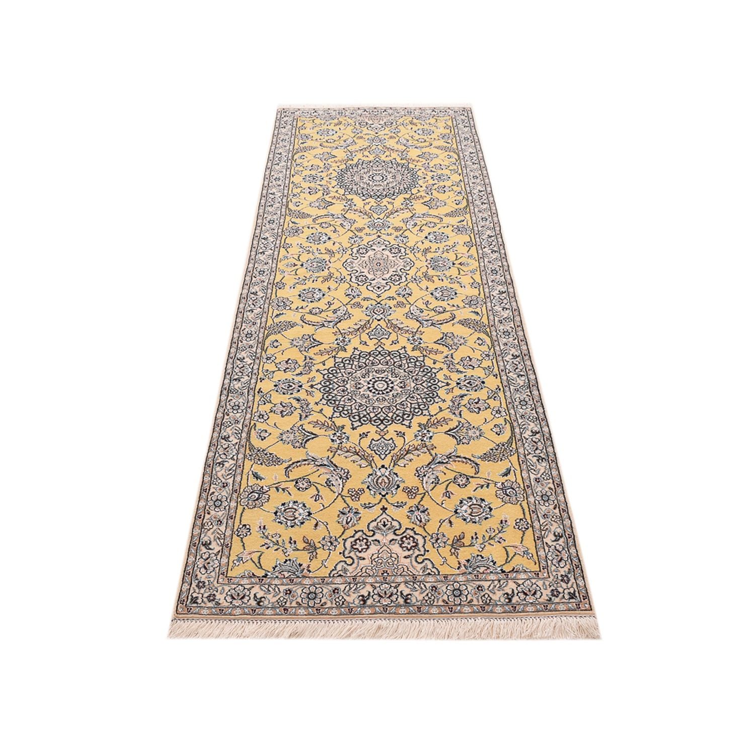 Alfombra de pasillo Alfombra Persa - Nain - Real - 273 x 88 cm - amarillo