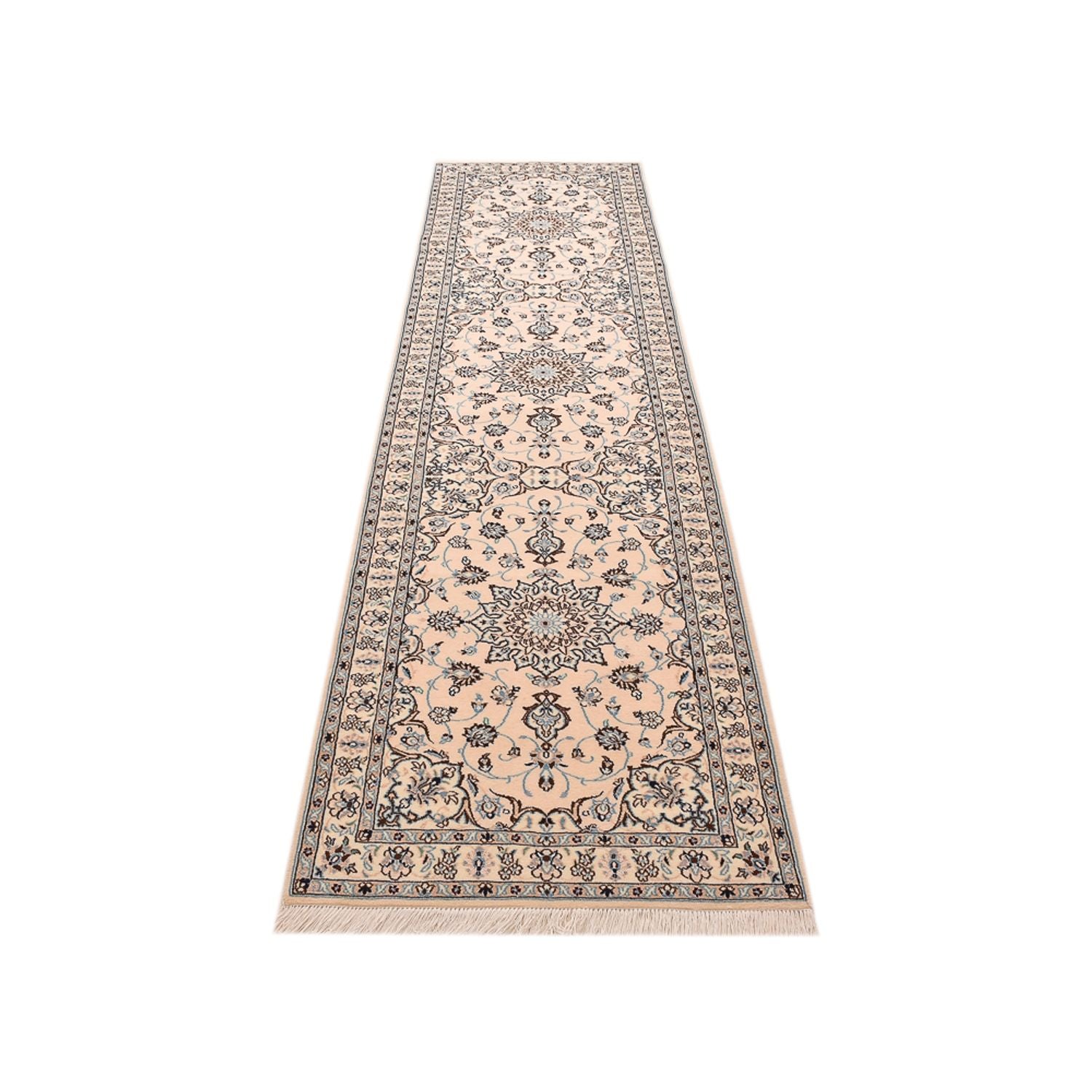 Alfombra de pasillo Alfombra Persa - Nain - Real - 348 x 89 cm - blanco