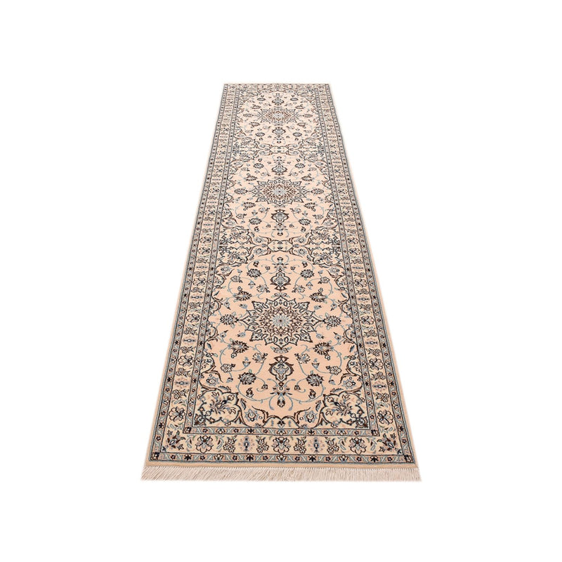 Alfombra de pasillo Alfombra Persa - Nain - Real - 348 x 89 cm - blanco