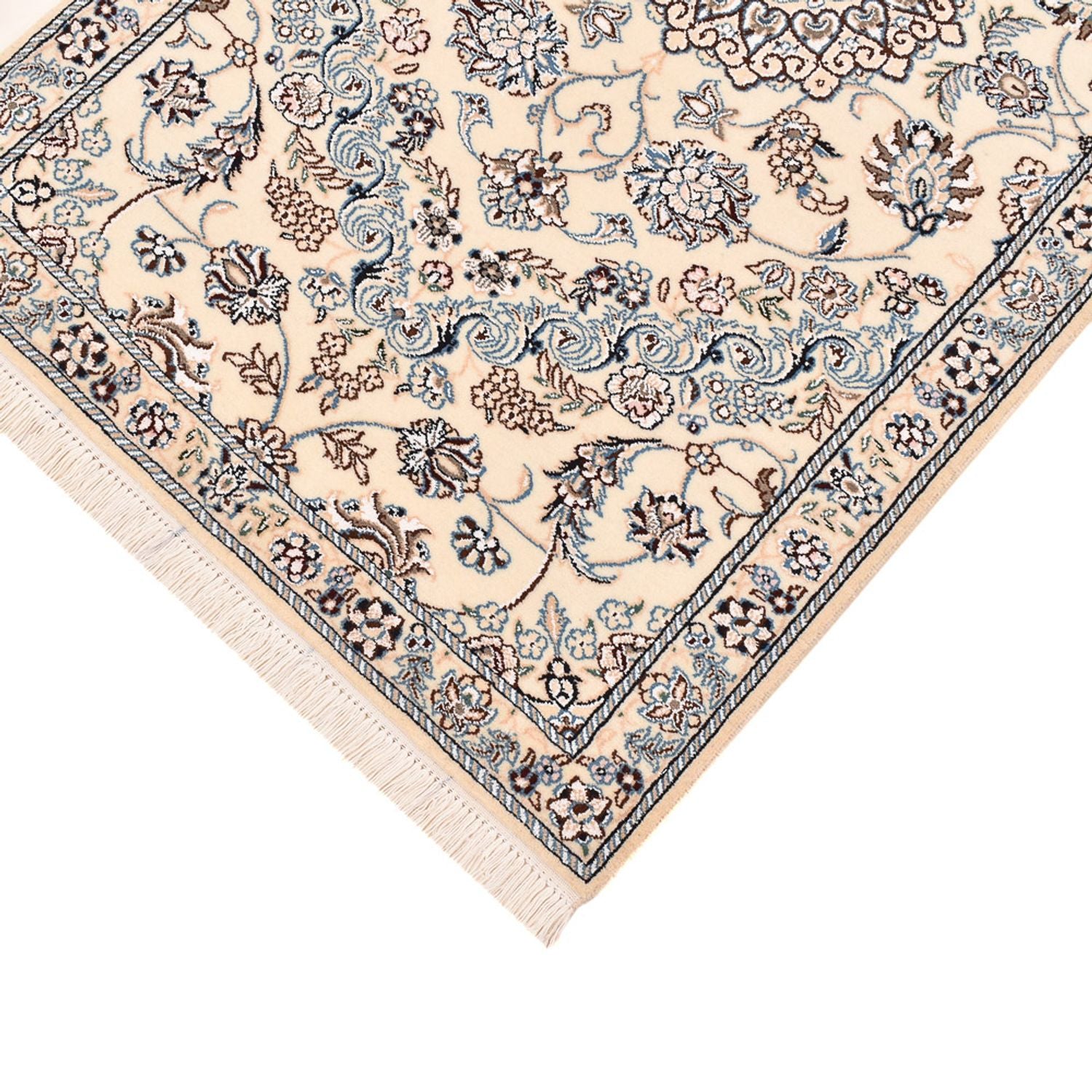 Alfombra de pasillo Alfombra Persa - Nain - Real - 303 x 86 cm - blanco