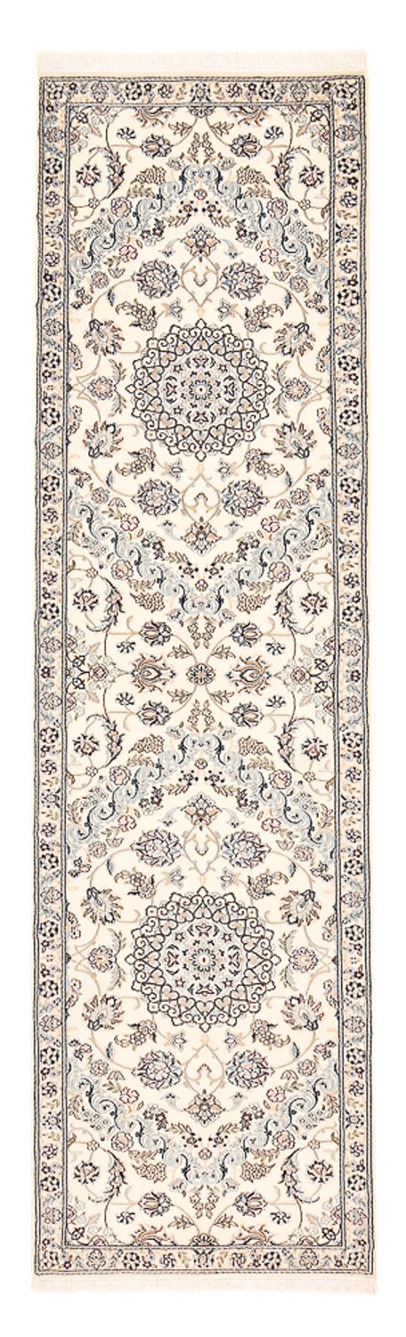 Alfombra de pasillo Alfombra Persa - Nain - Real - 330 x 90 cm - blanco
