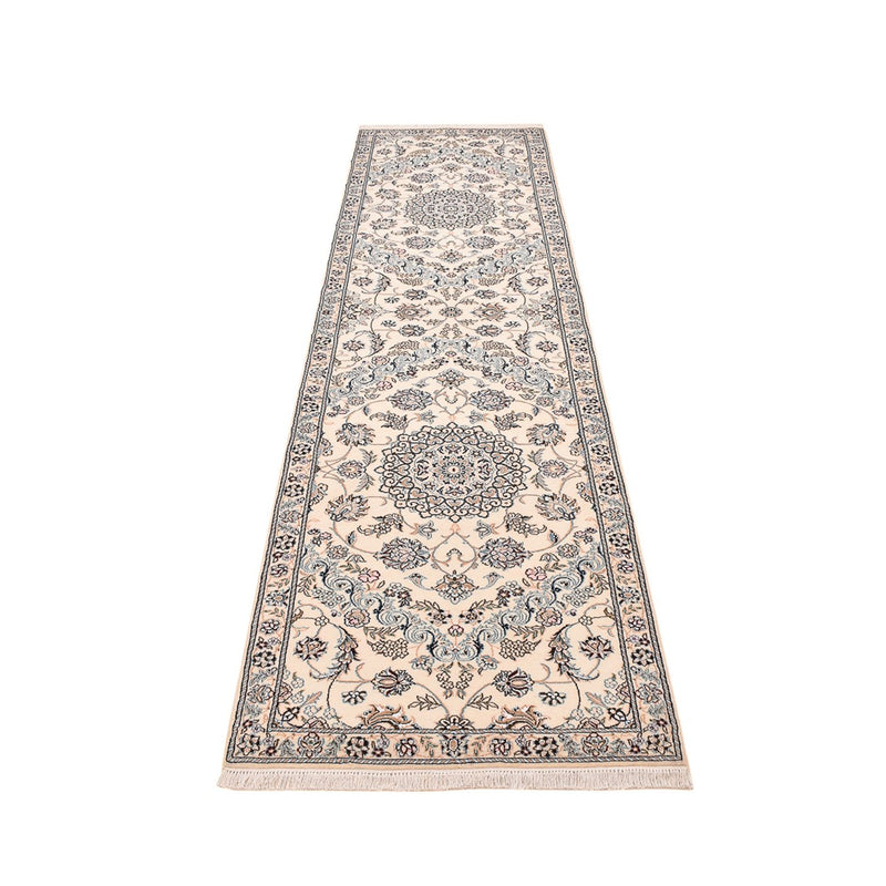 Alfombra de pasillo Alfombra Persa - Nain - Real - 330 x 90 cm - blanco