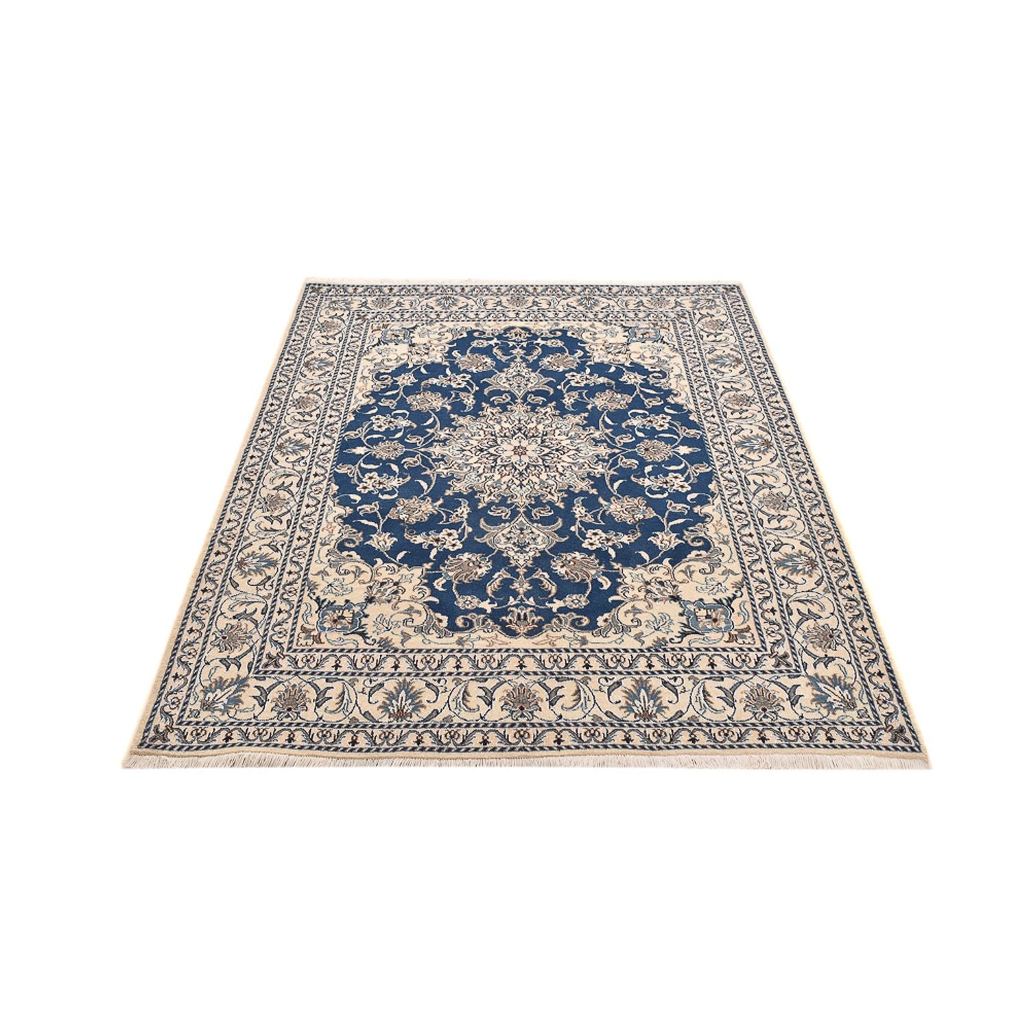 Alfombra persa - Nain - 202 x 155 cm - azul oscuro