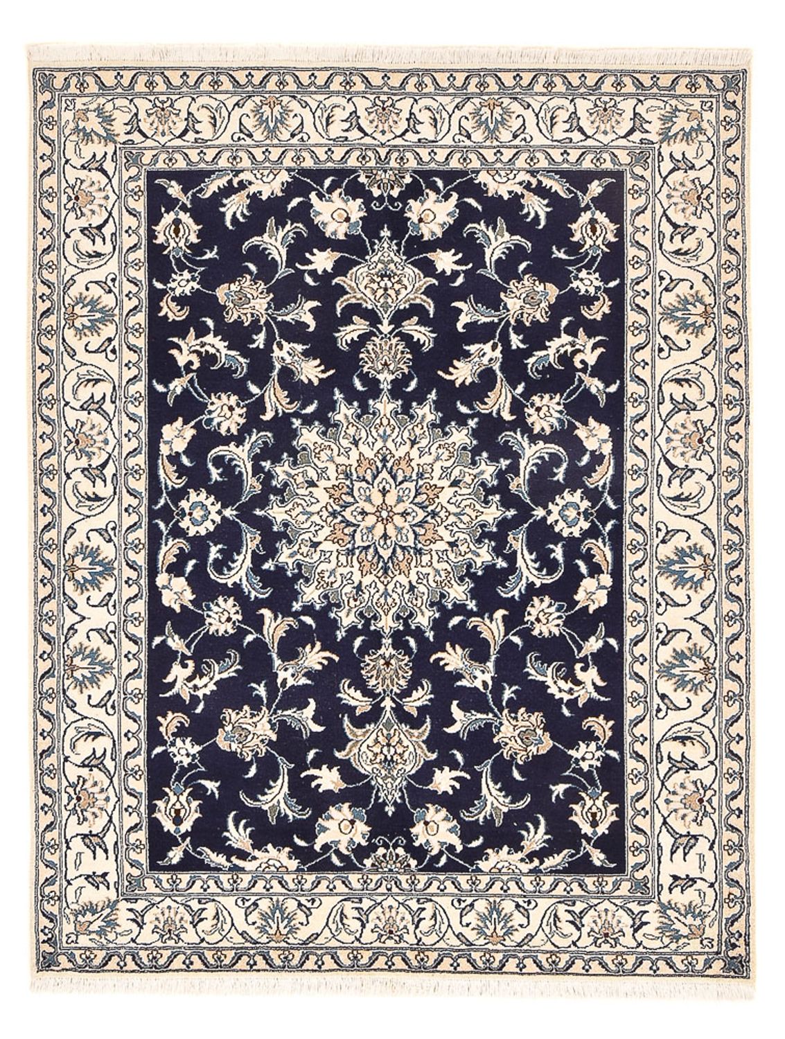 Alfombra persa - Nain - 194 x 146 cm - azul oscuro