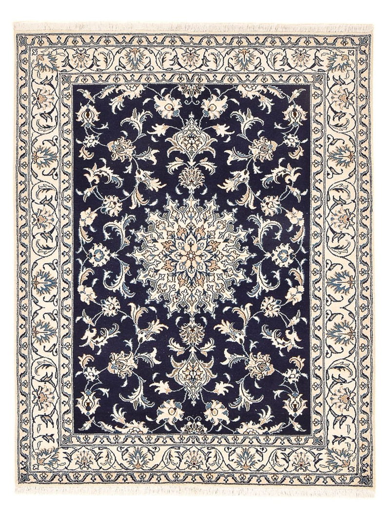Alfombra persa - Nain - 194 x 146 cm - azul oscuro