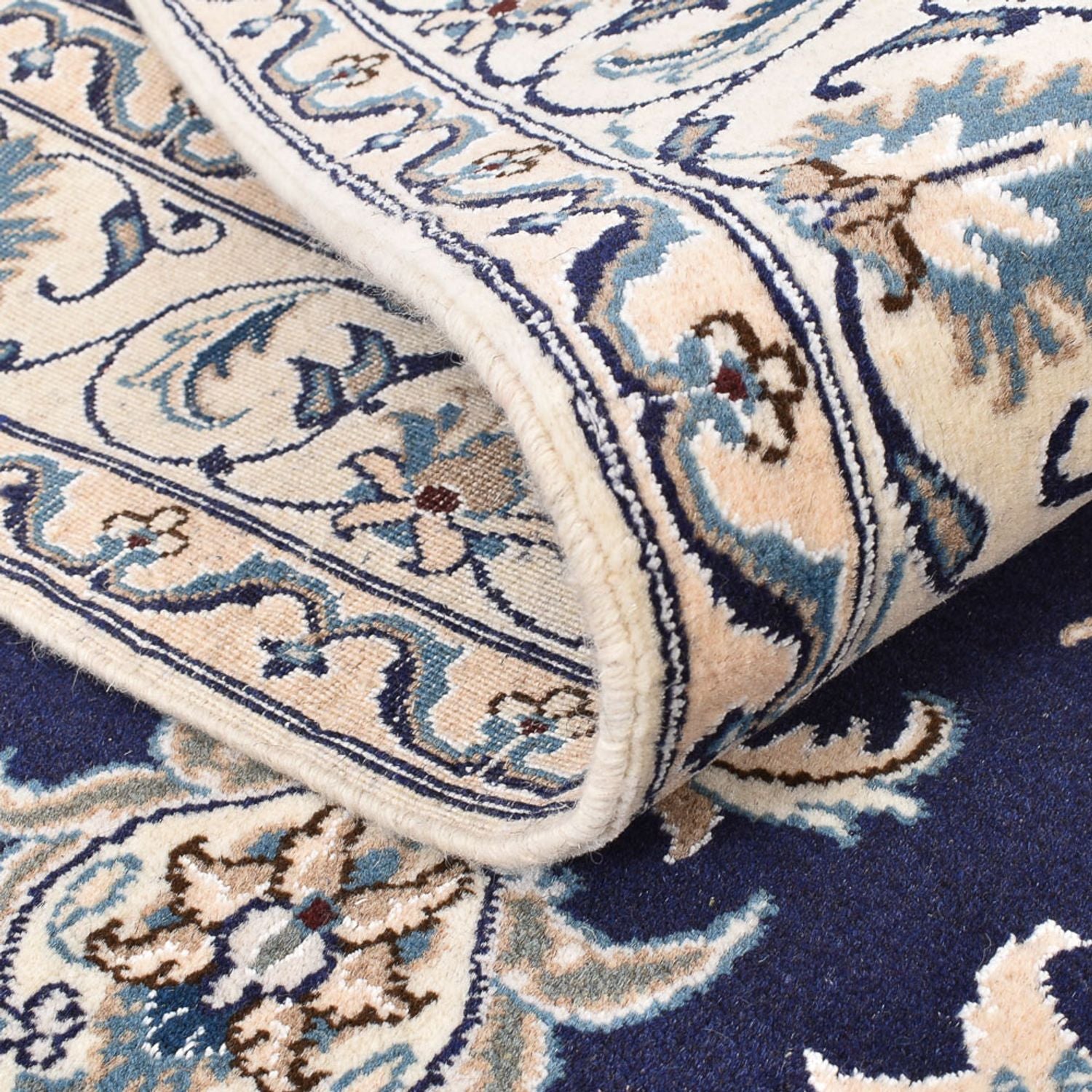 Alfombra persa - Nain - 194 x 146 cm - azul oscuro