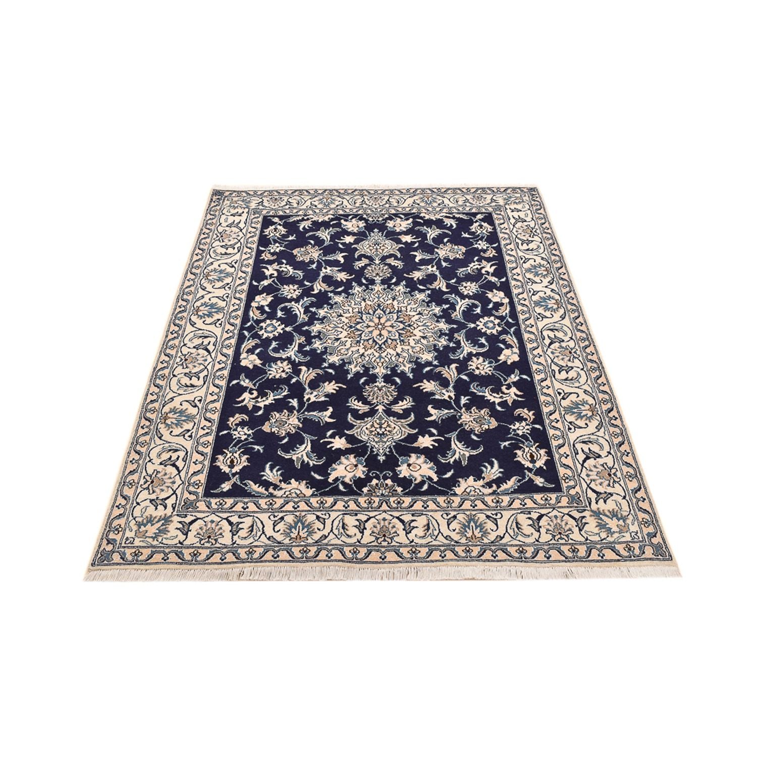 Alfombra persa - Nain - 194 x 146 cm - azul oscuro
