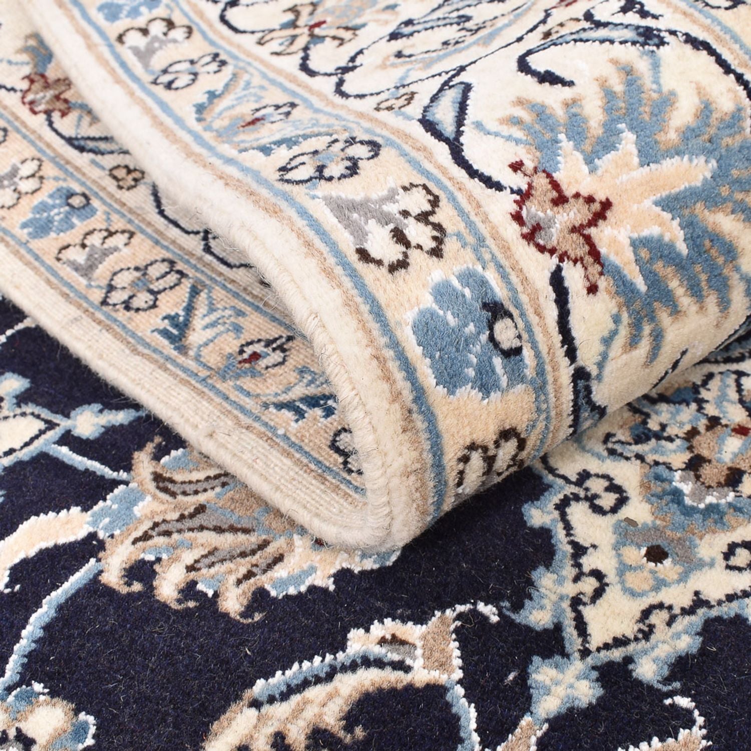 Alfombra persa - Nain - 193 x 143 cm - azul oscuro