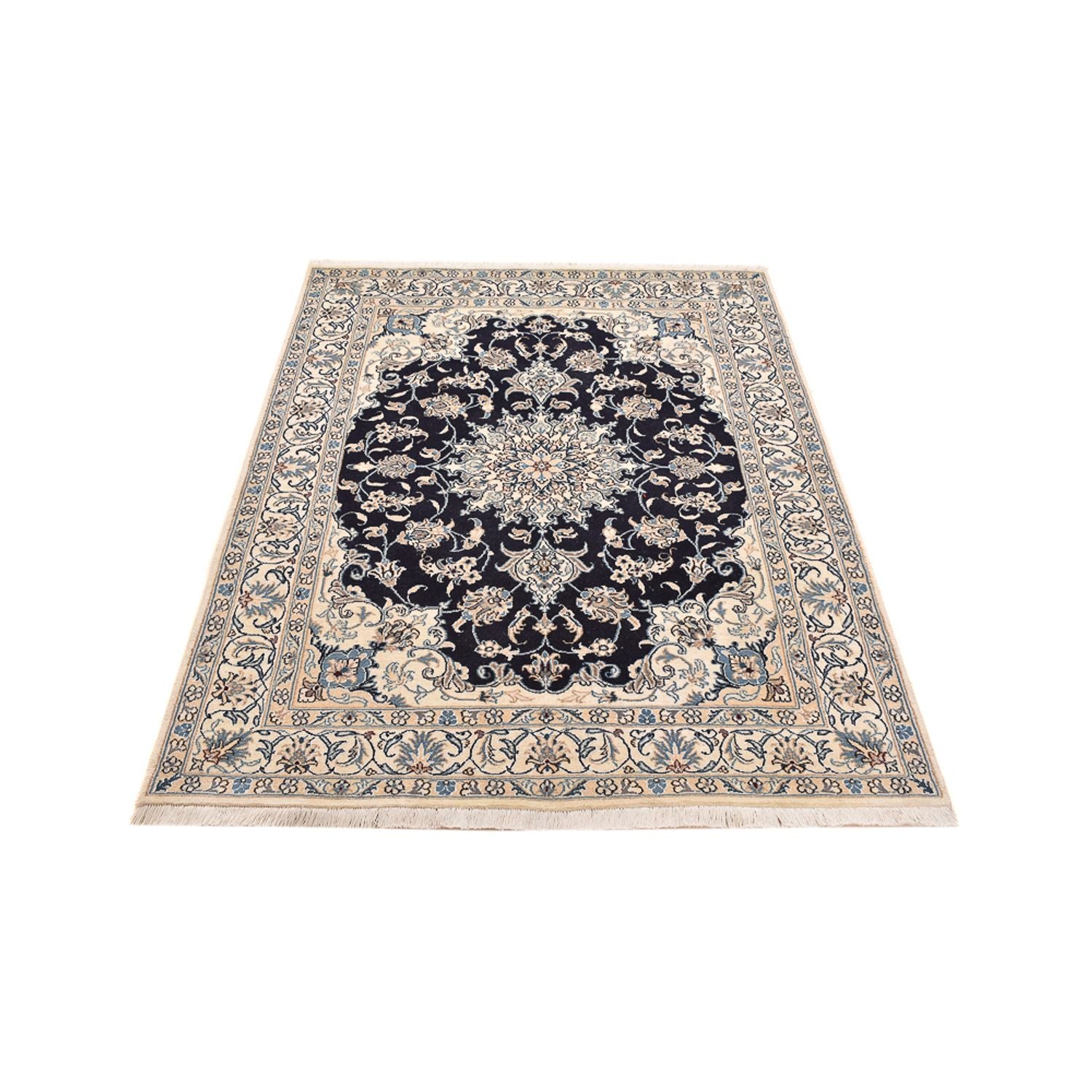 Alfombra persa - Nain - 193 x 143 cm - azul oscuro