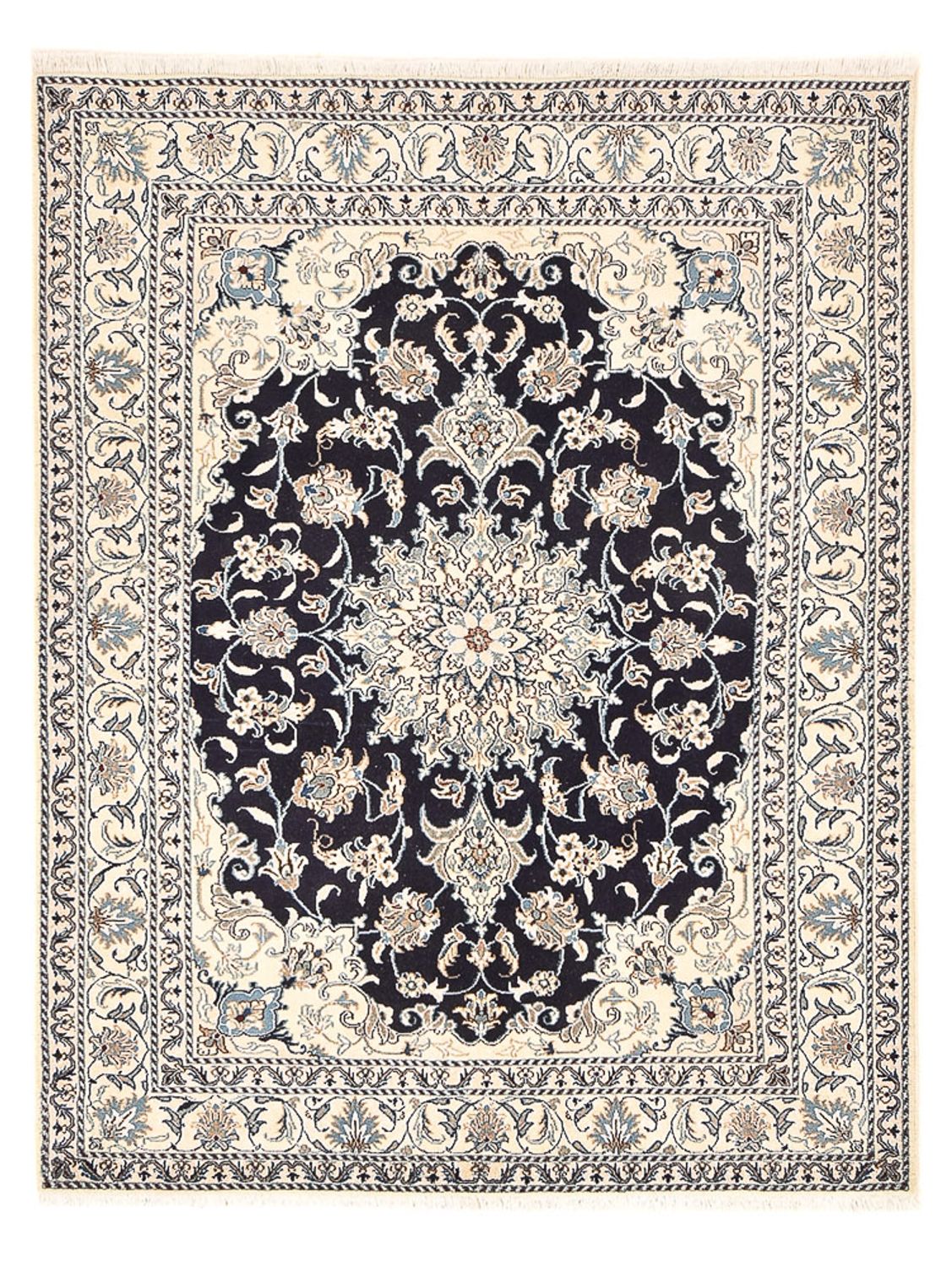 Alfombra persa - Nain - 203 x 150 cm - azul oscuro