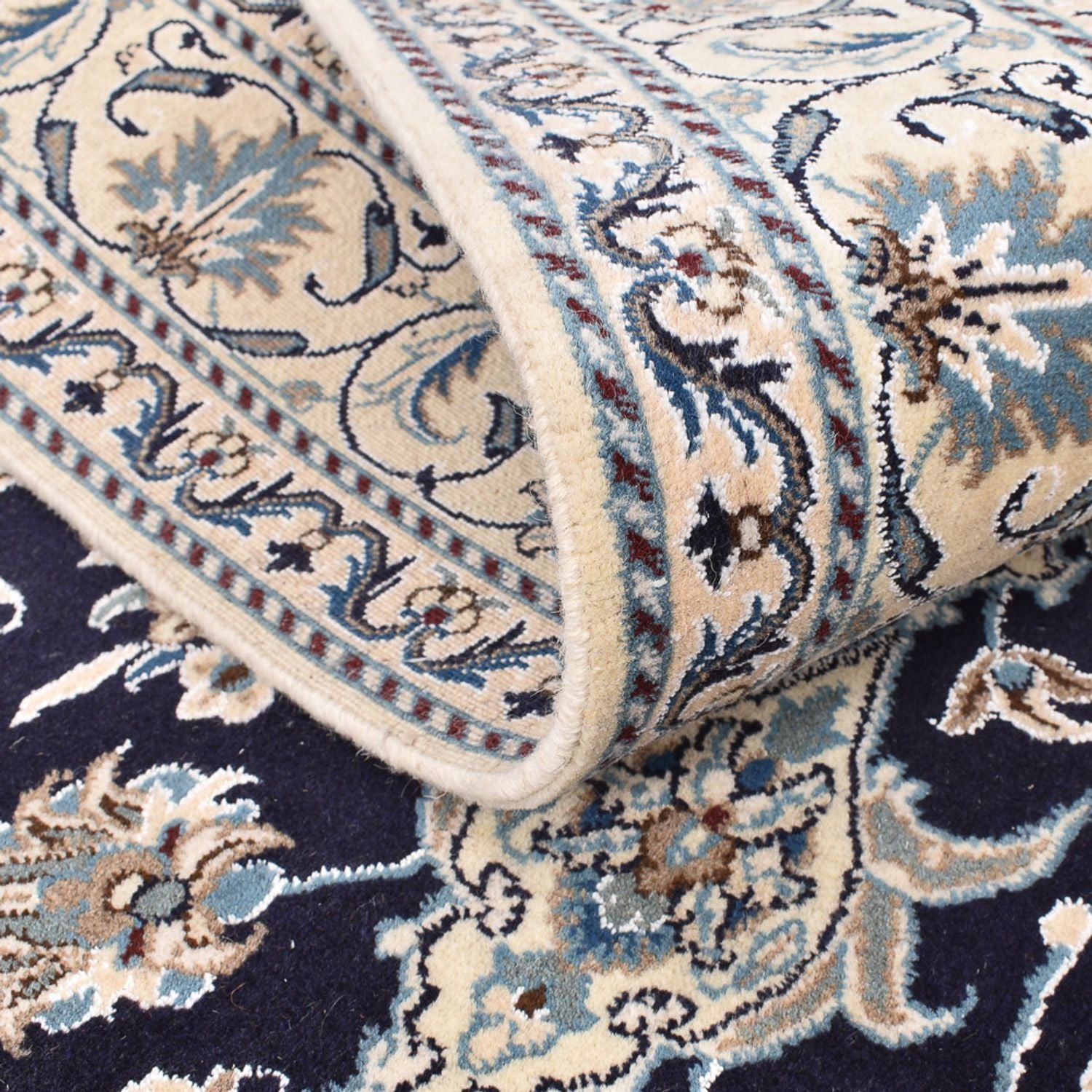 Alfombra persa - Nain - 203 x 150 cm - azul oscuro