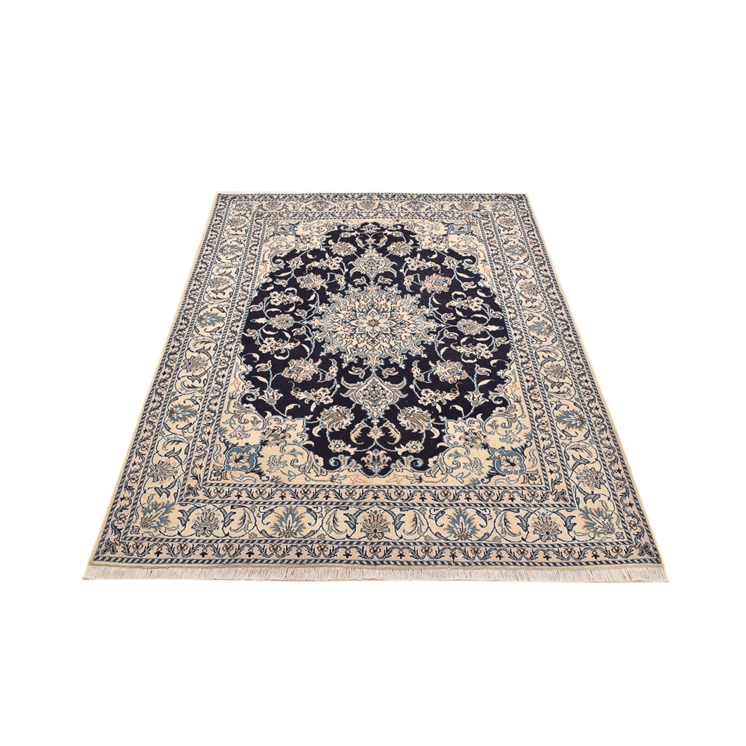 Alfombra persa - Nain - 203 x 150 cm - azul oscuro