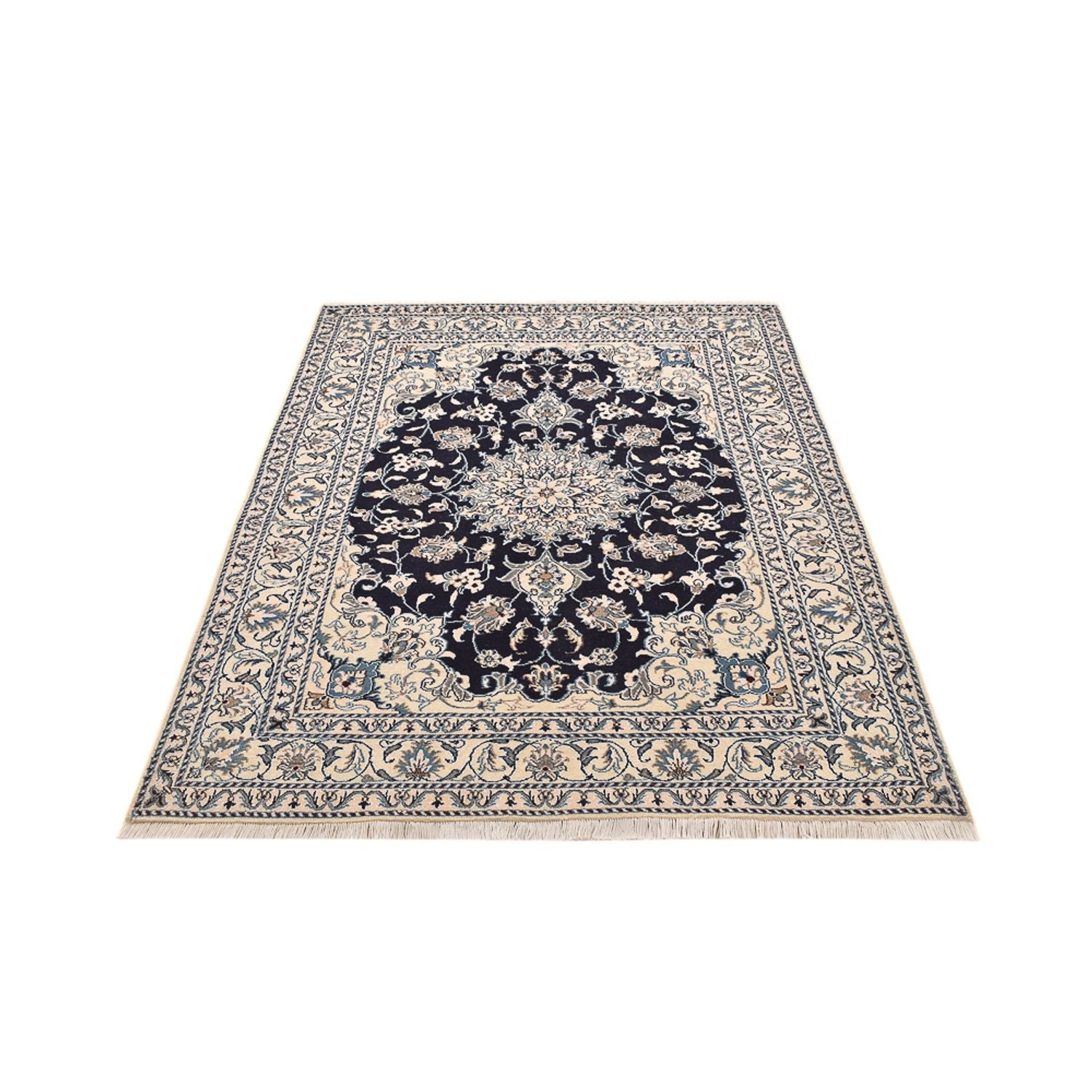 Alfombra persa - Nain - 203 x 150 cm - azul oscuro