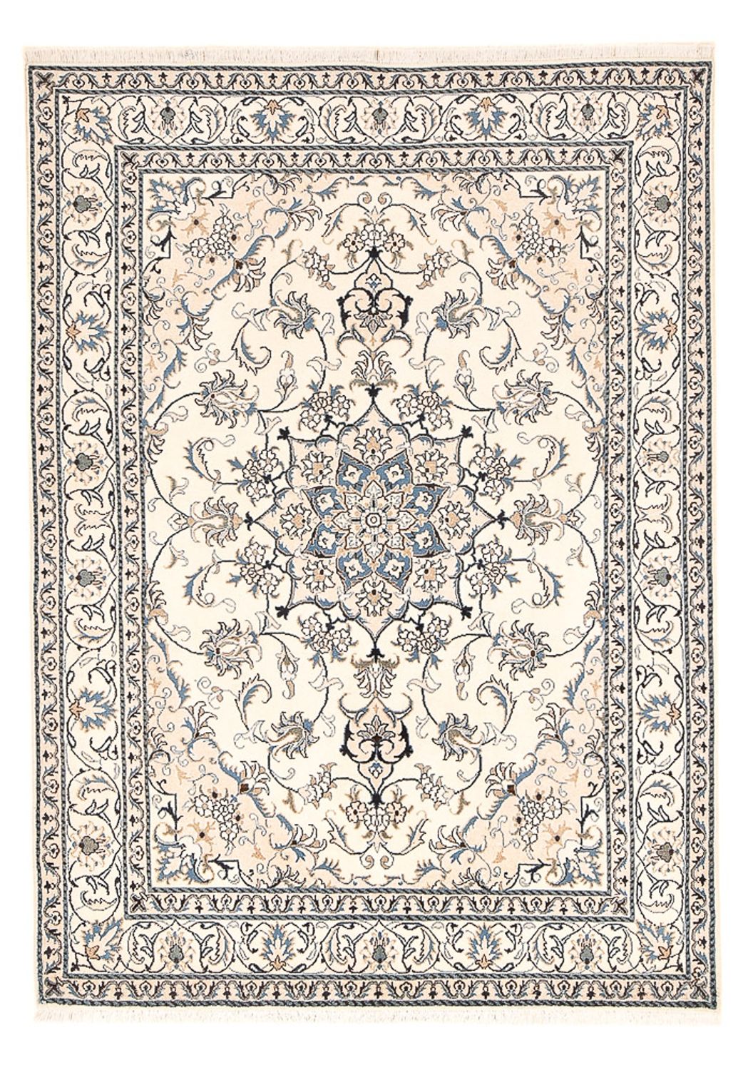 Alfombra persa - Nain - 241 x 164 cm - beige claro