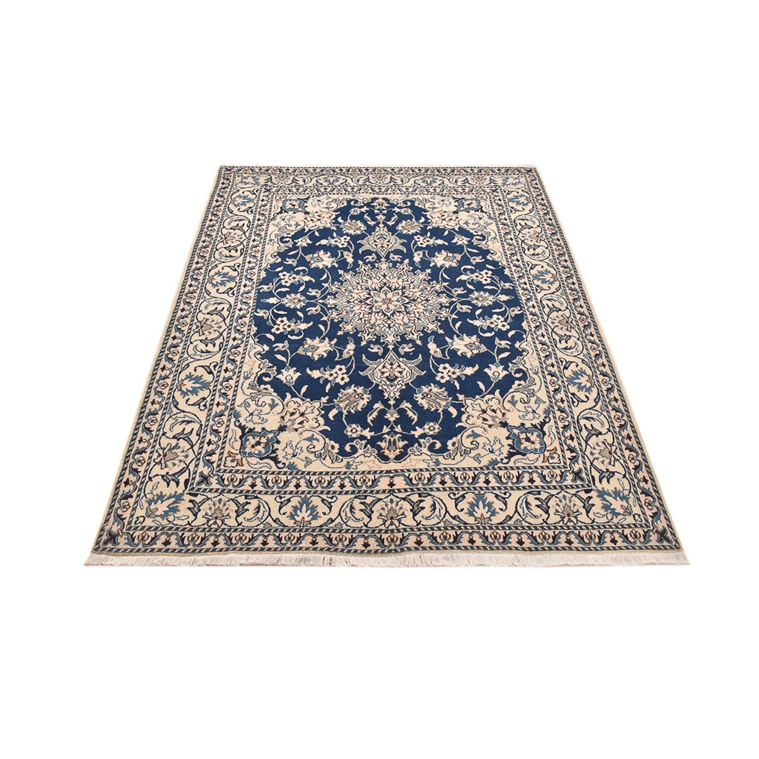 Alfombra persa - Nain - 208 x 149 cm - azul oscuro