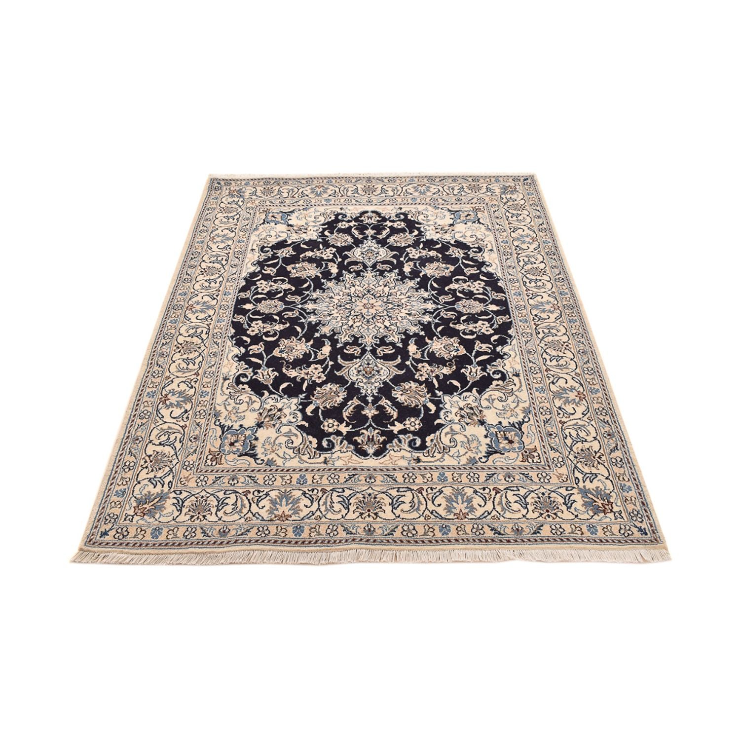 Alfombra persa - Nain - 199 x 145 cm - azul oscuro